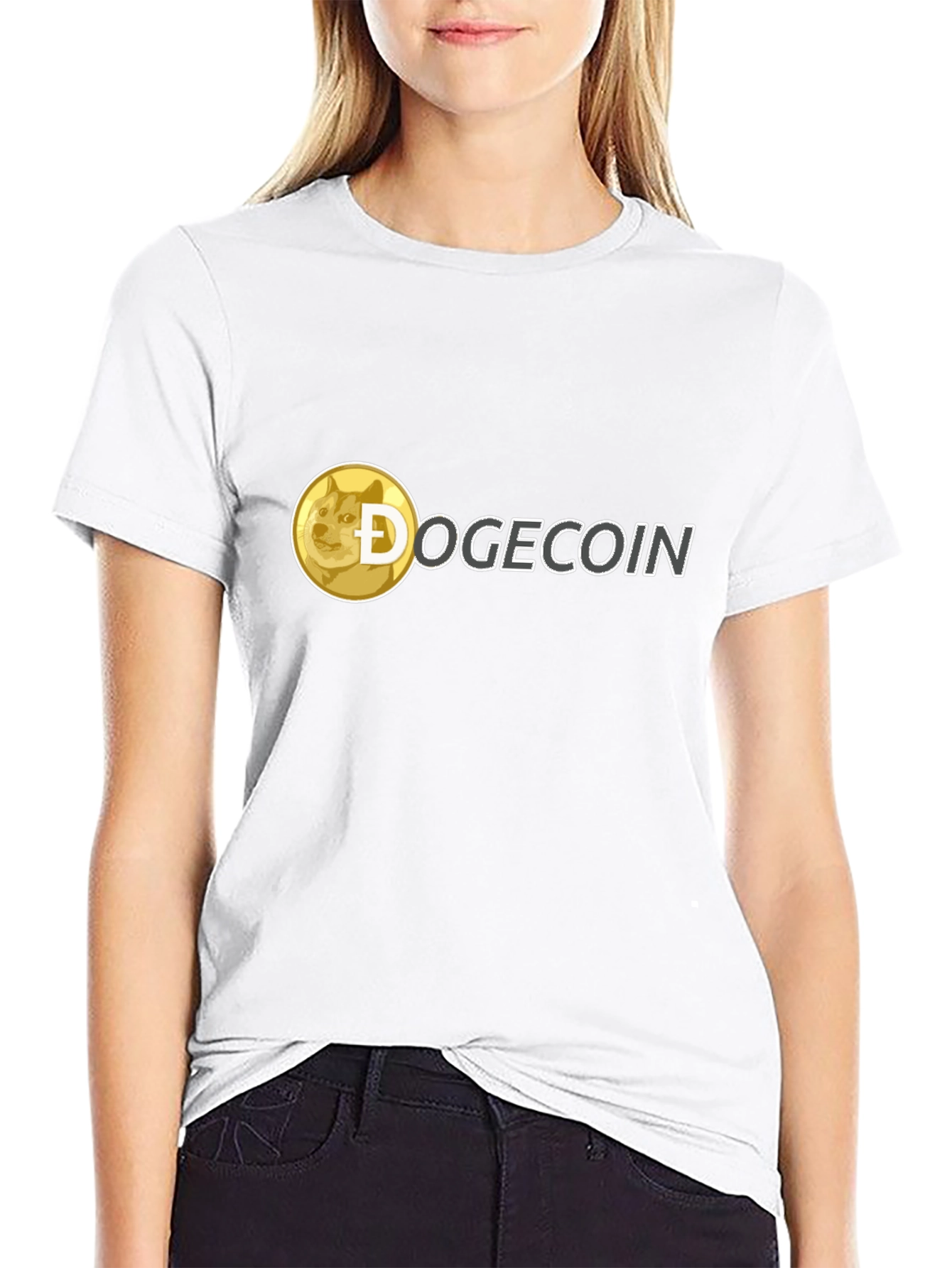 Dogecoin Crypto T-Shirt - Black Crew Neck Tee