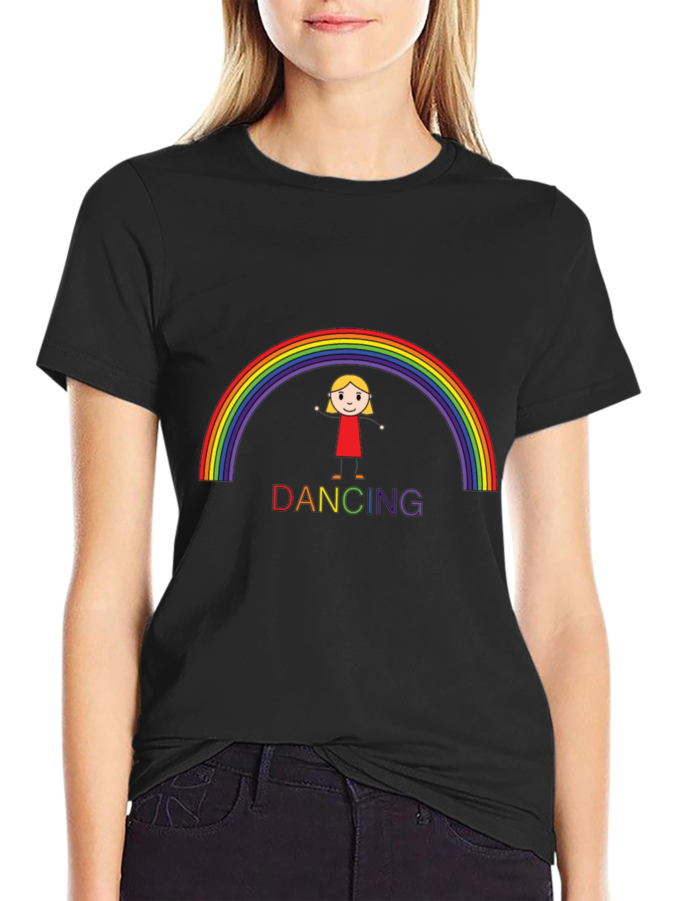 Rainbow Dancing Girl Graphic T-Shirt