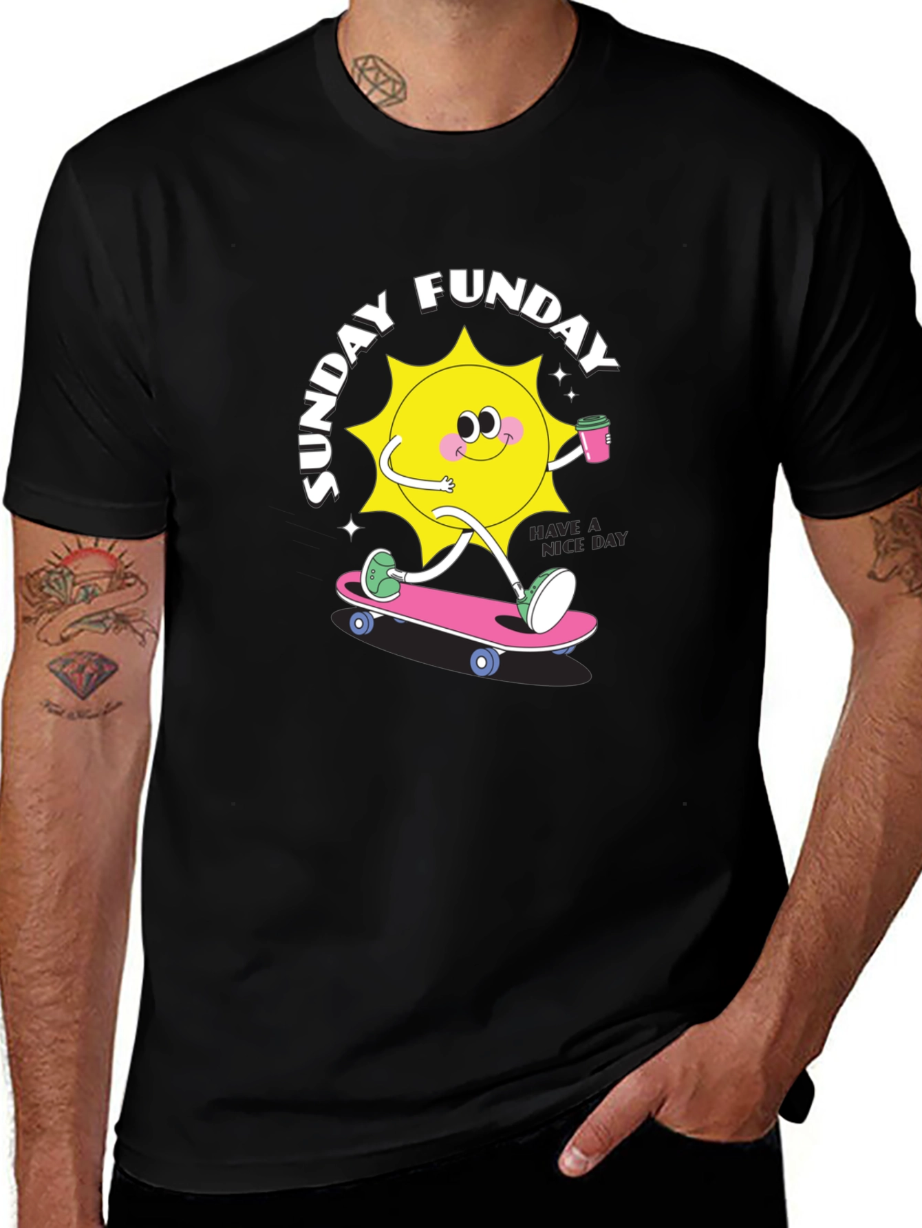 Sunday Funday Black Graphic T-Shirt