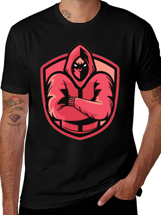 Hooded Figure Graphic Tee - Black