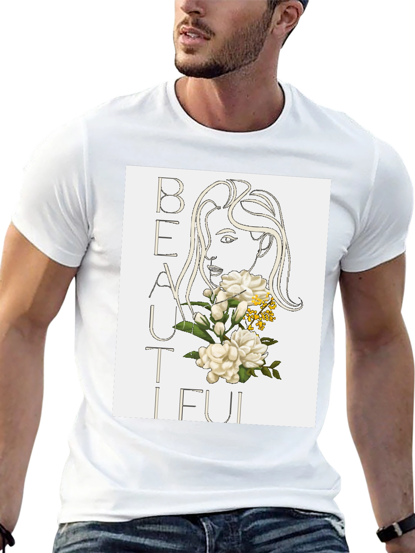 Beautiful Floral Graphic Black T-Shirt