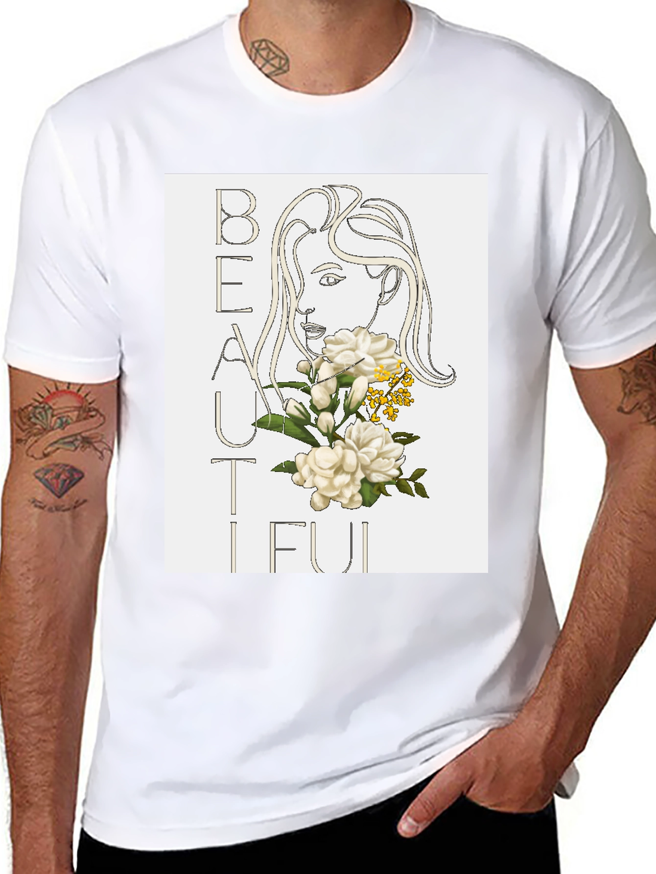 Beautiful Floral Graphic Black T-Shirt