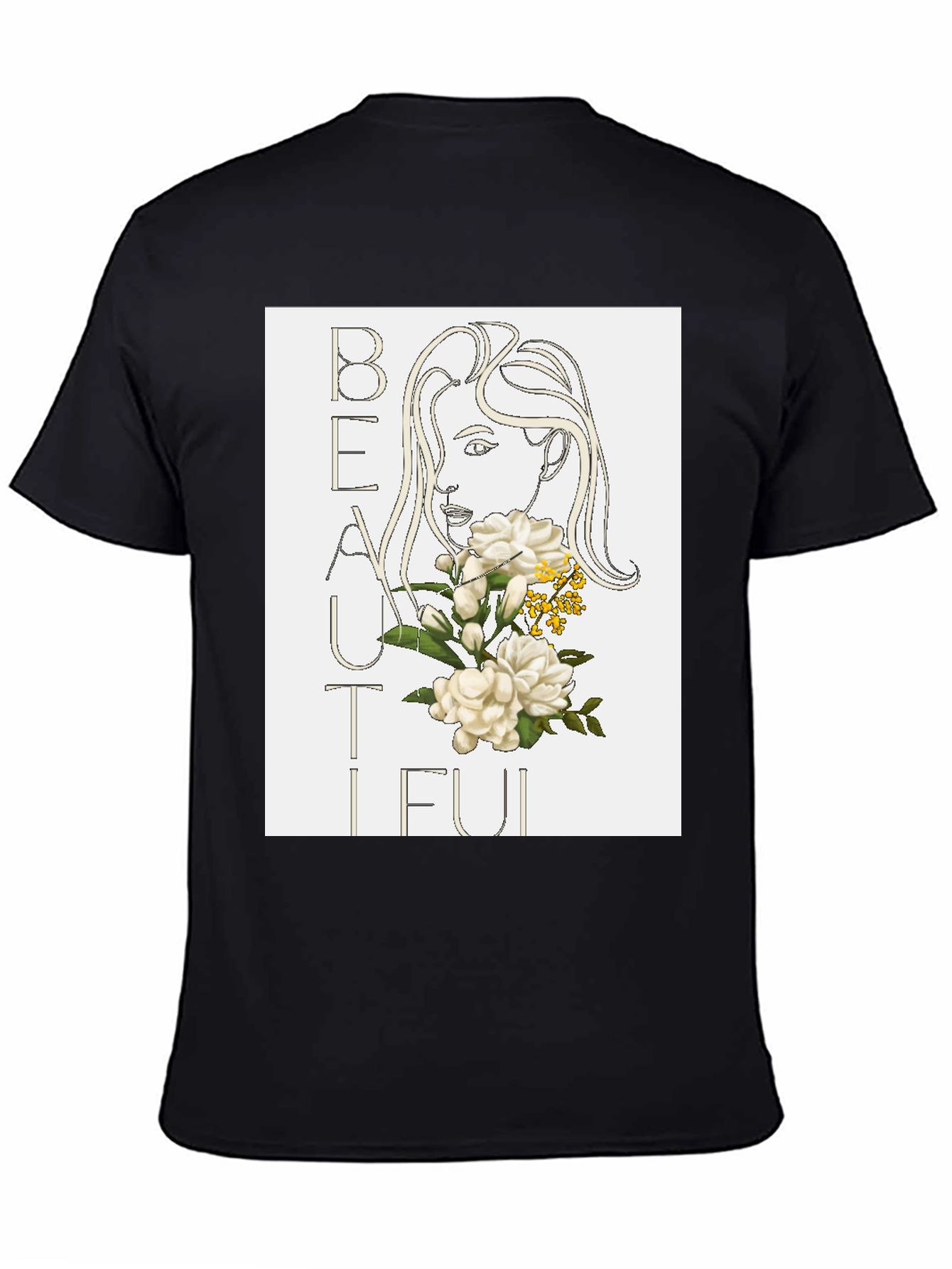 Beautiful Floral Graphic Black T-Shirt