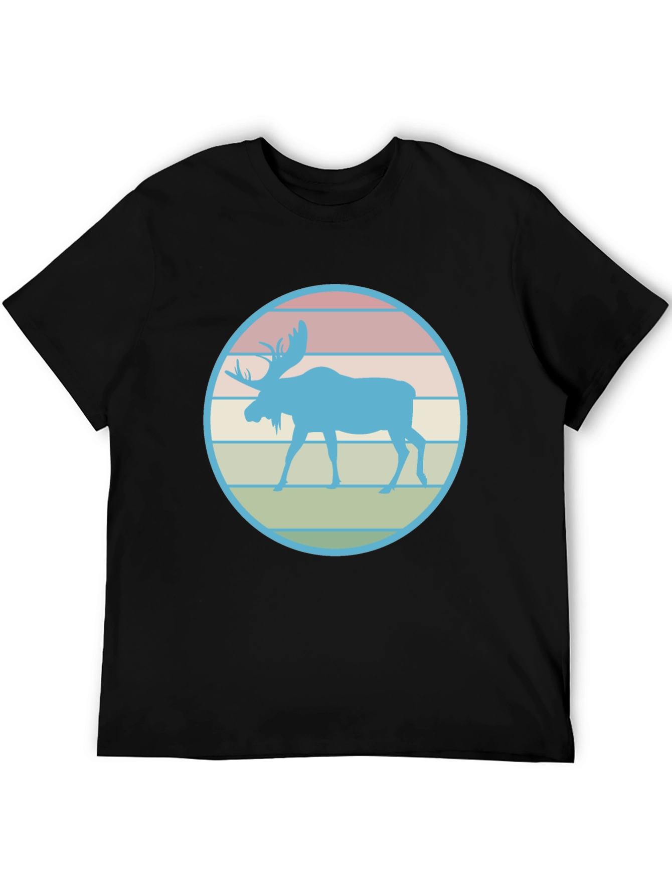 Retro Moose Graphic Tee - Black