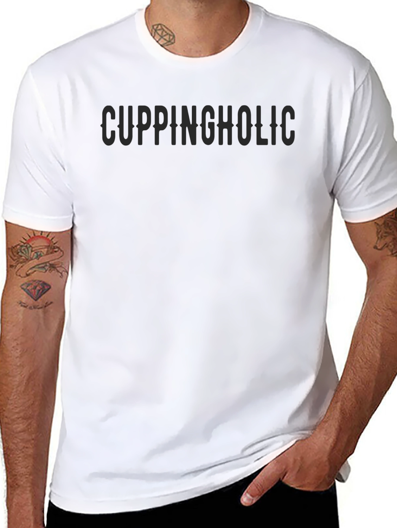 Cuppingholic Black Graphic Tee Shirt