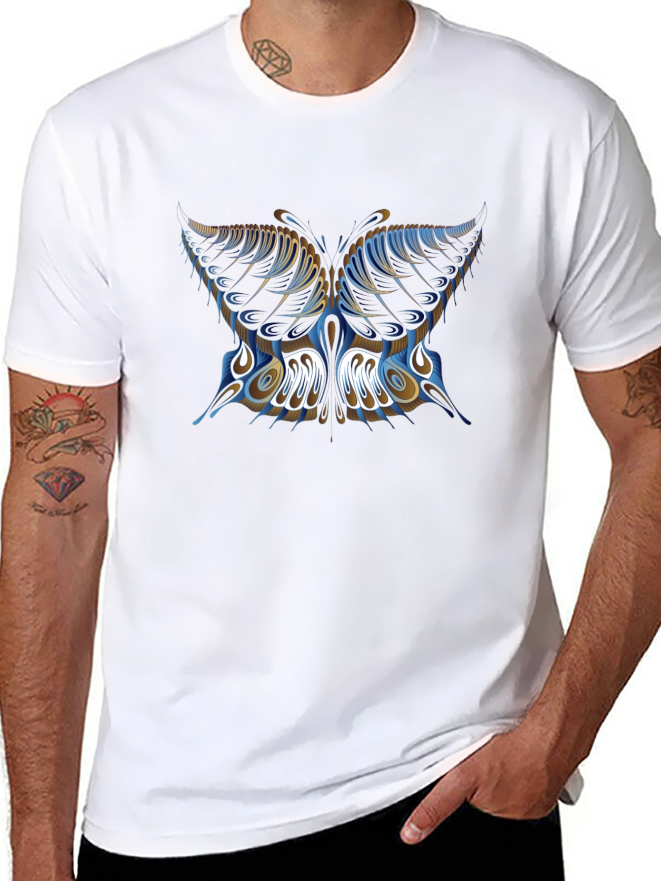 Butterfly Graphic Print Black T-Shirt