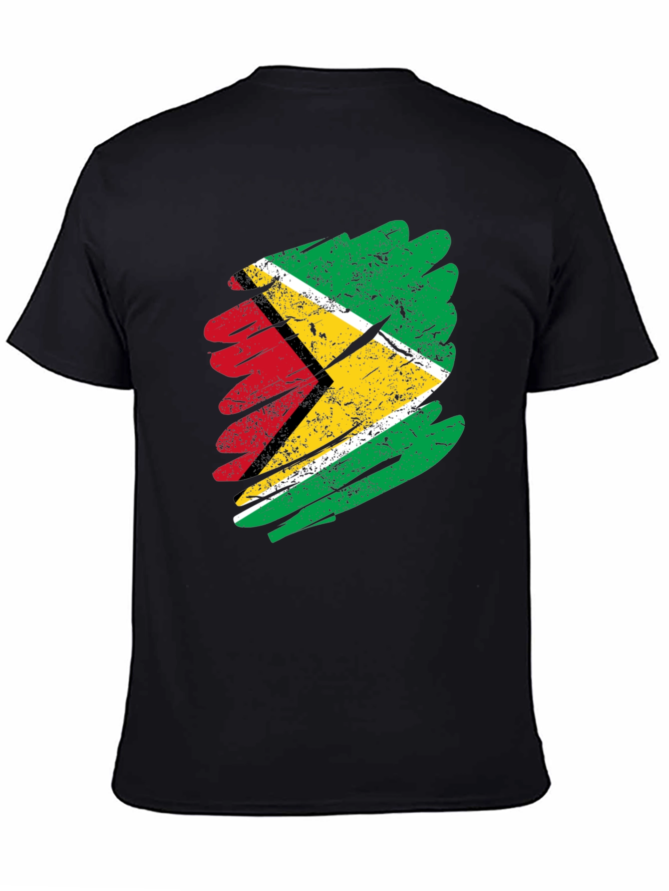 Guyana Flag Brush Stroke Mens Black T-Shirt