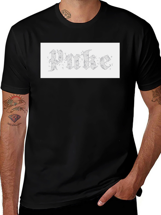 Gothic Text Tee - Unique Design Casual Wear