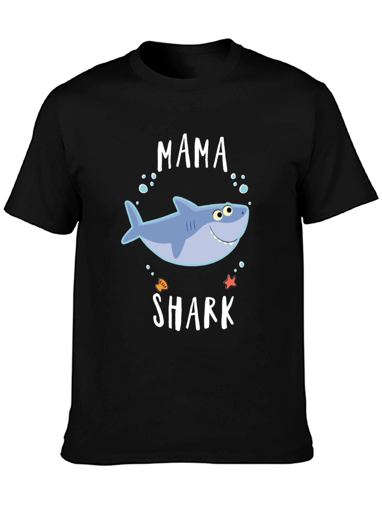 Mama Shark Graphic Tee - Black Cotton Blend T-Shirt
