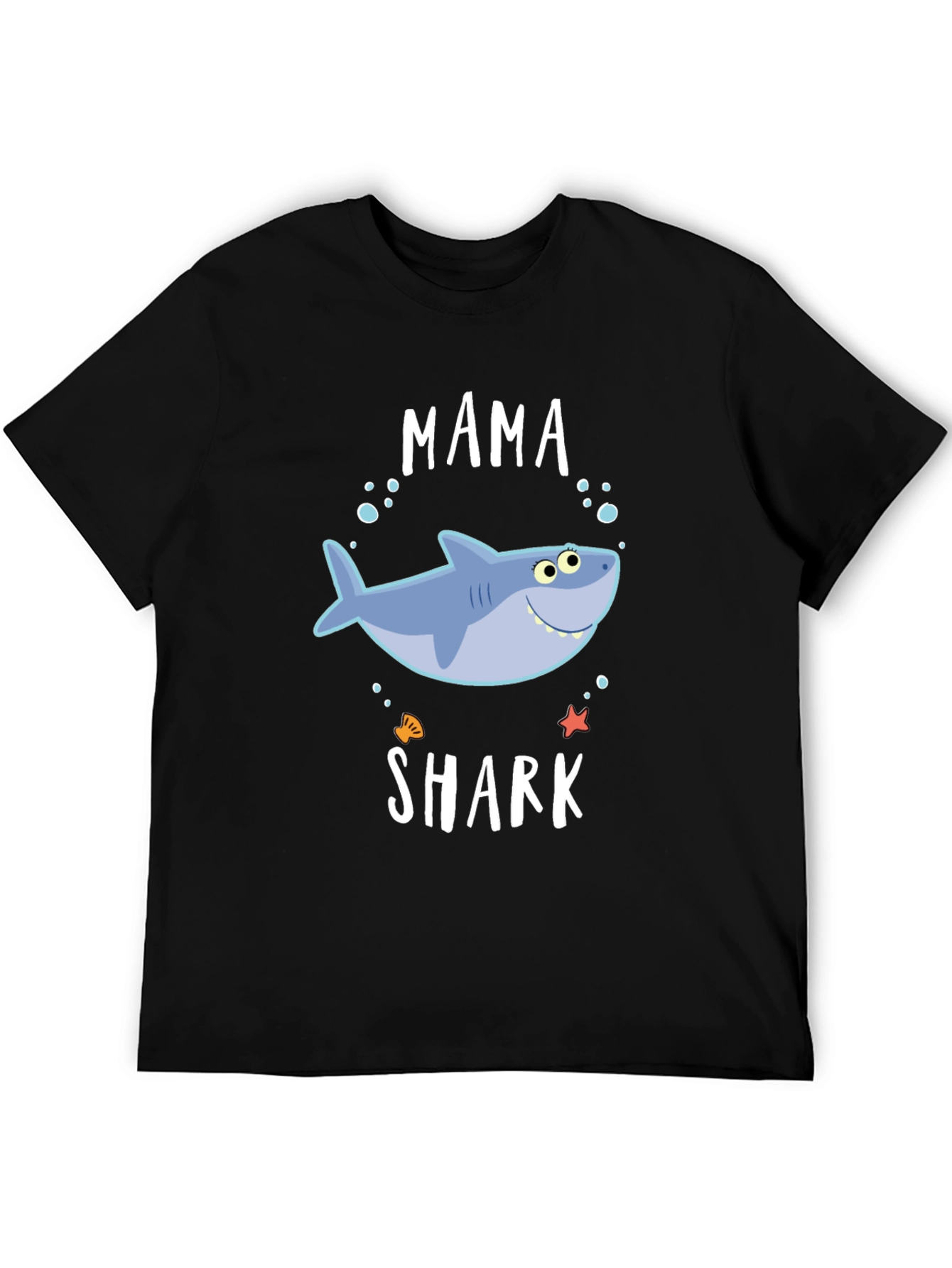 Mama Shark Graphic Tee - Black Cotton Blend T-Shirt