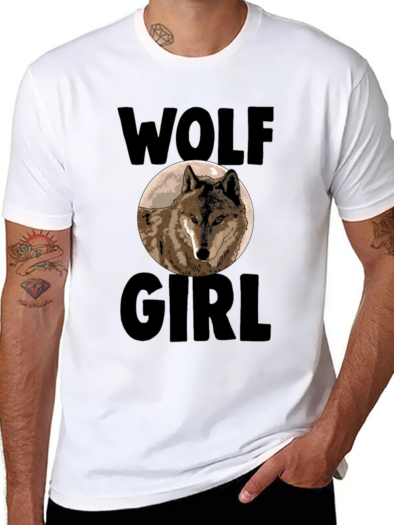 Wolf Girl Graphic Tee - Black Cotton Blend