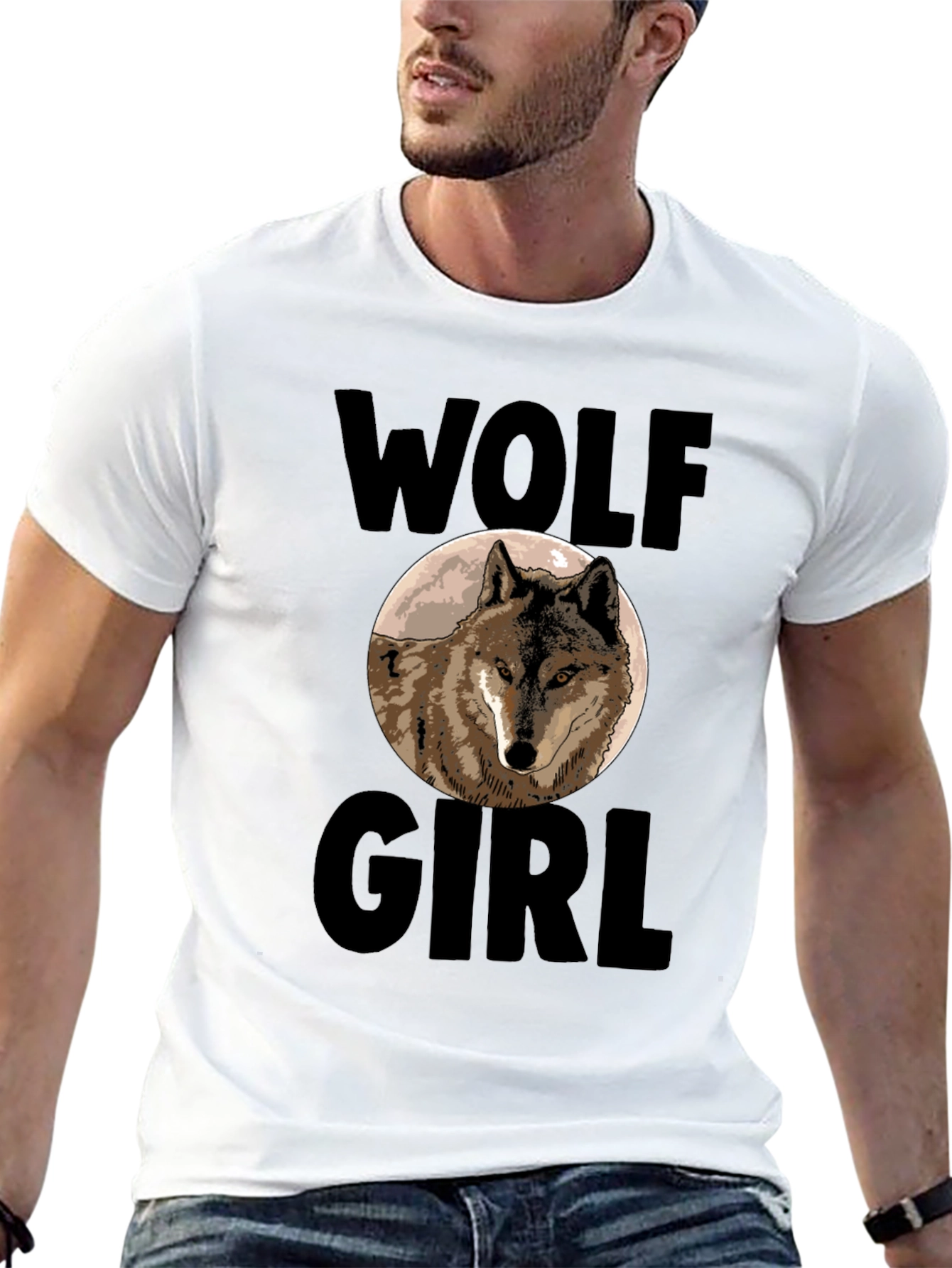 Wolf Girl Graphic Tee - Black Cotton Blend