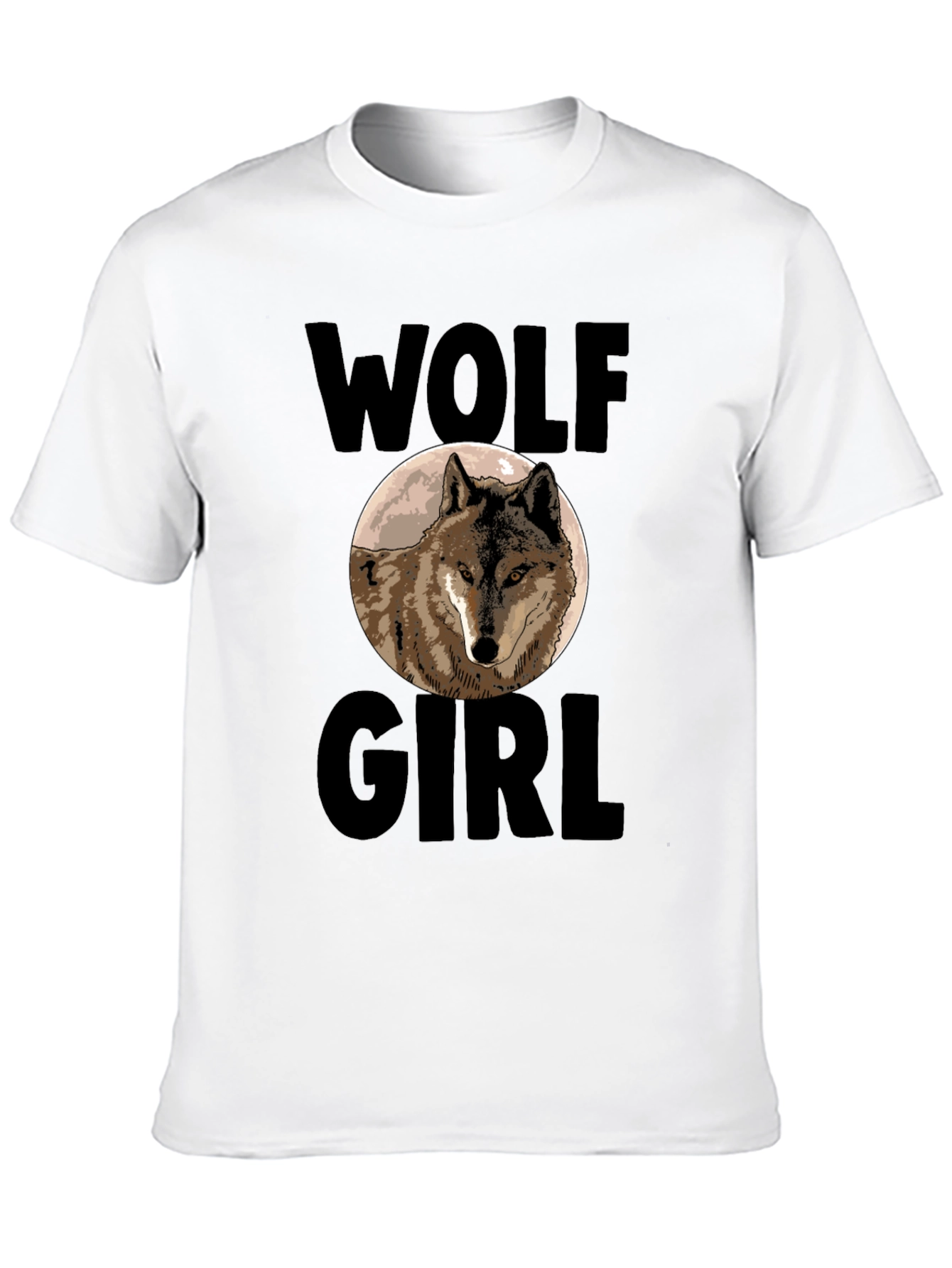 Wolf Girl Graphic Tee - Black Cotton Blend