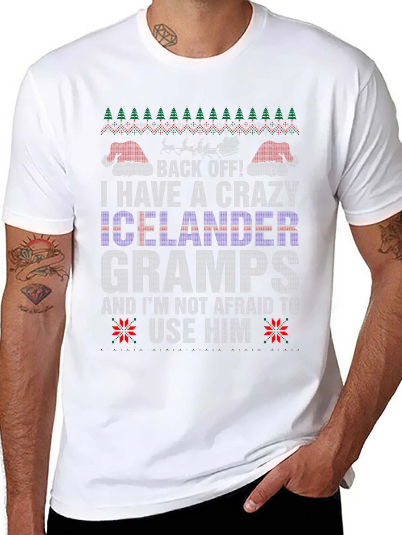 Crazy Icelander Gramps Christmas Sweater T-Shirt