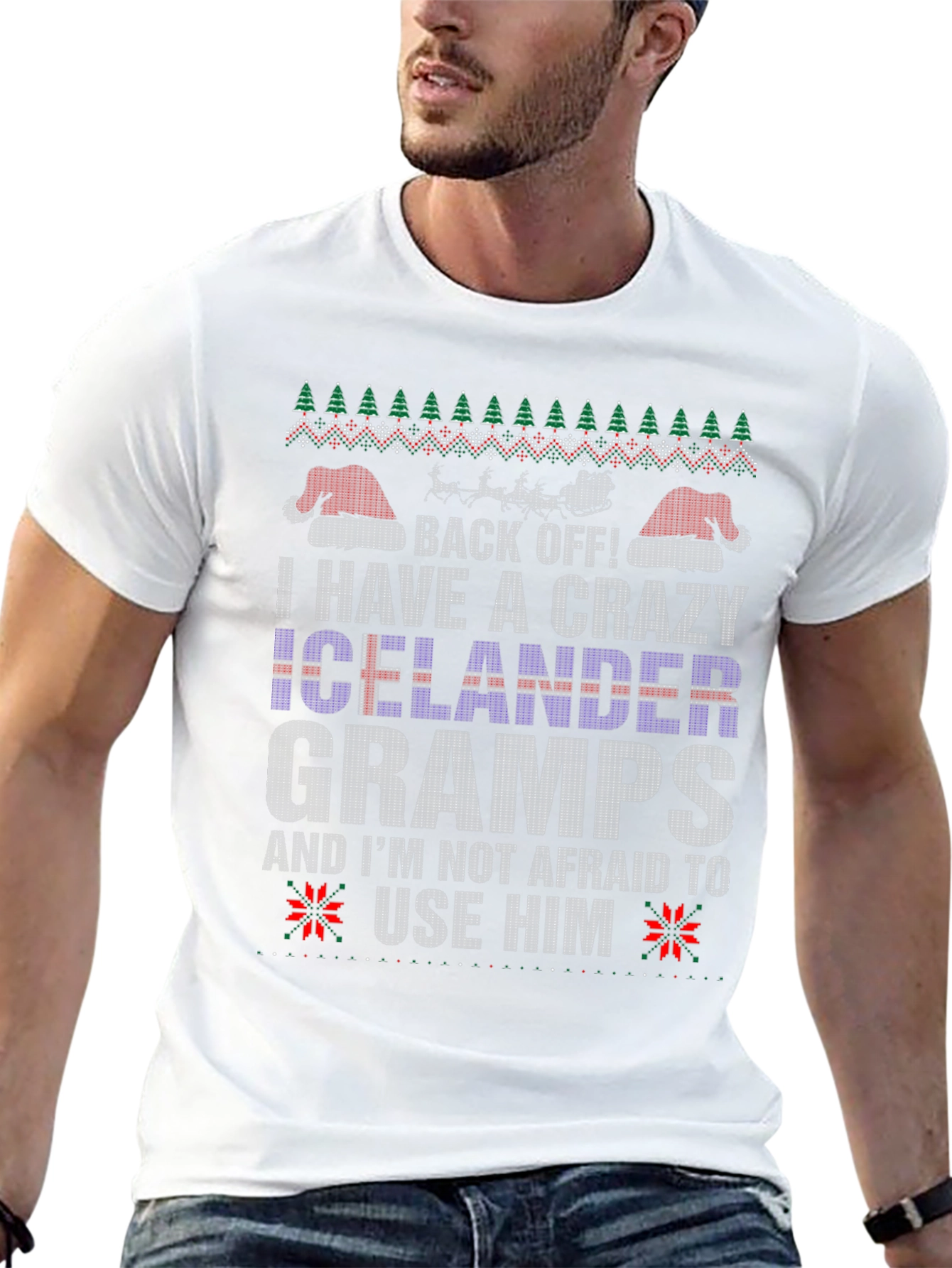 Crazy Icelander Gramps Christmas Sweater T-Shirt