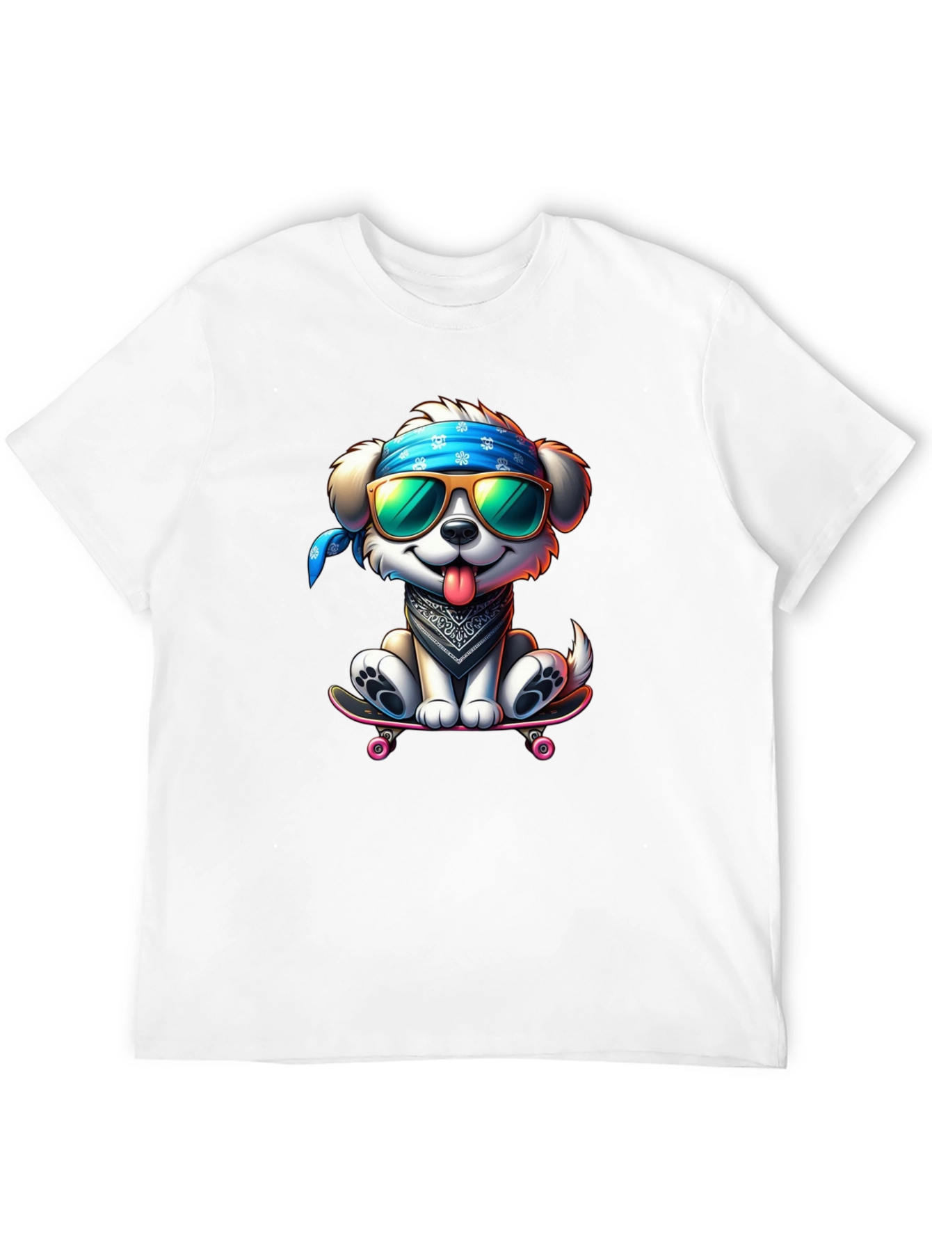 Cool Dog on Skateboard Graphic Tee