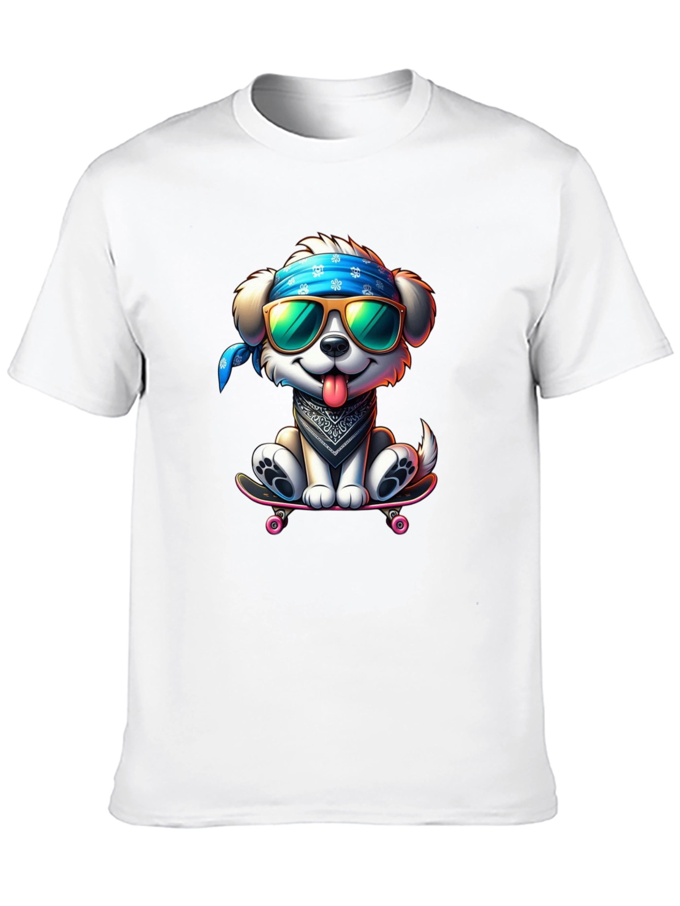 Cool Dog on Skateboard Graphic Tee