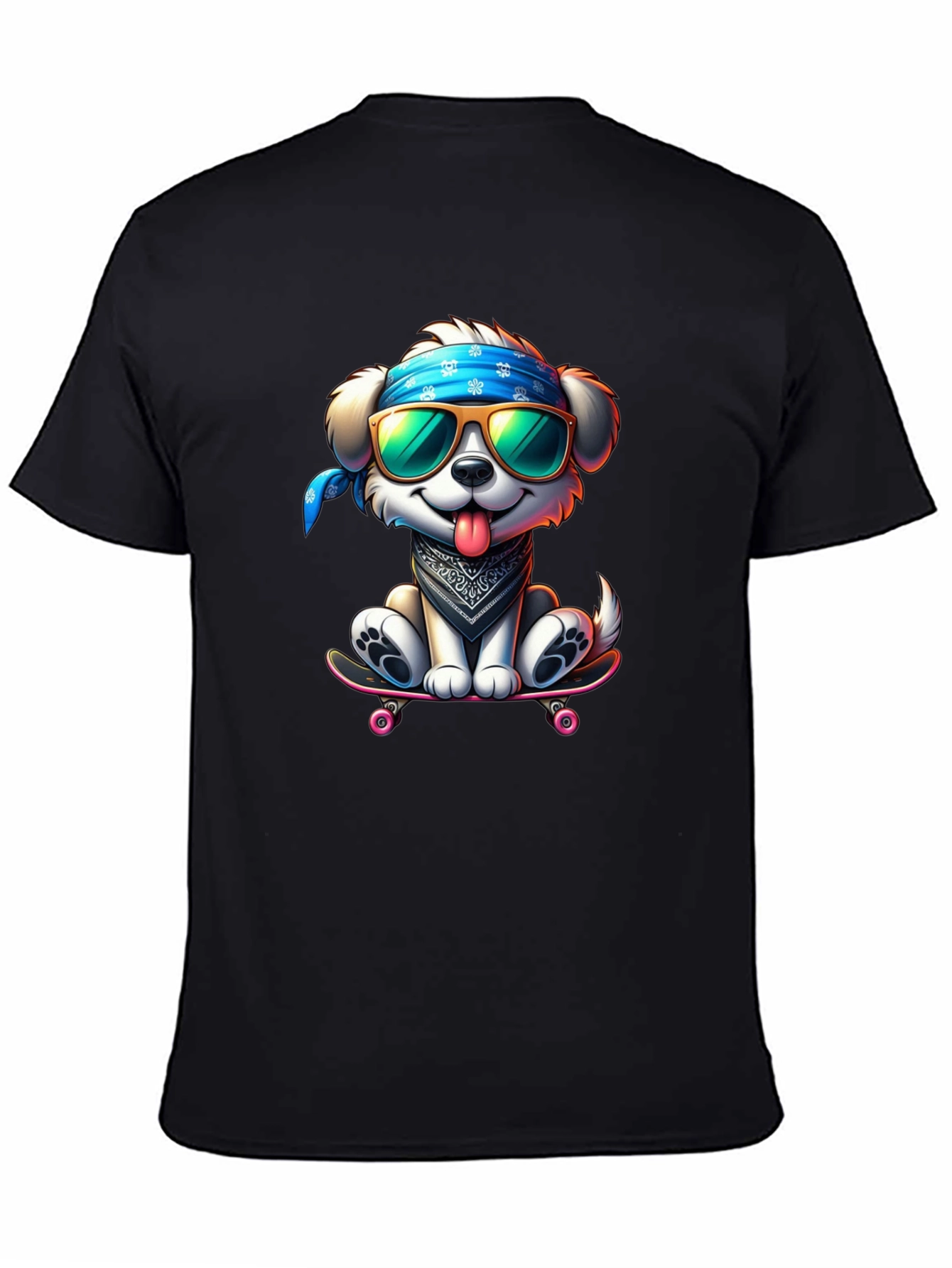 Cool Dog on Skateboard Graphic Tee