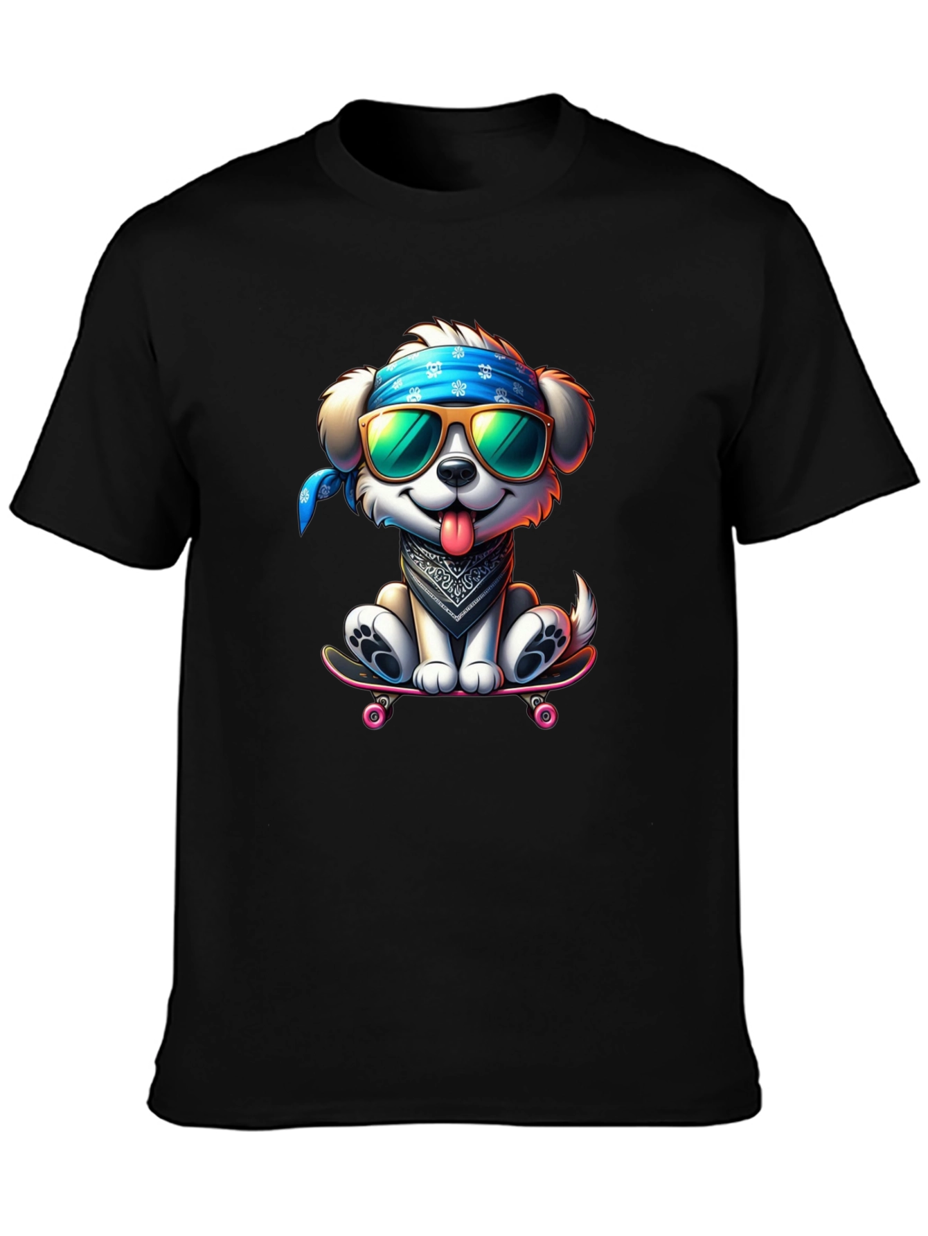 Cool Dog on Skateboard Graphic Tee