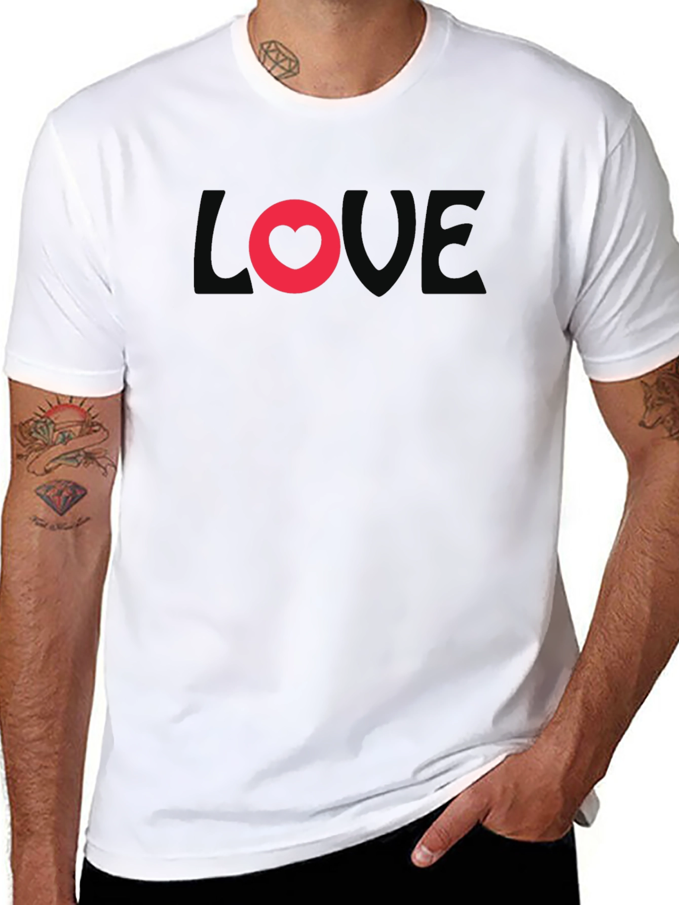 Love Heart Graphic Black T-Shirt