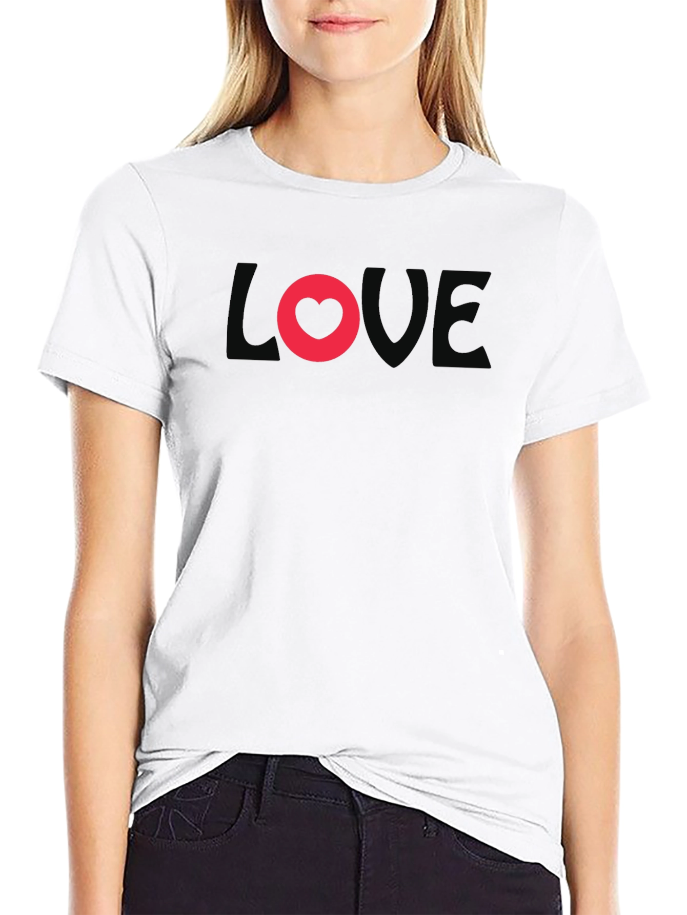 Love Heart Graphic Black T-Shirt