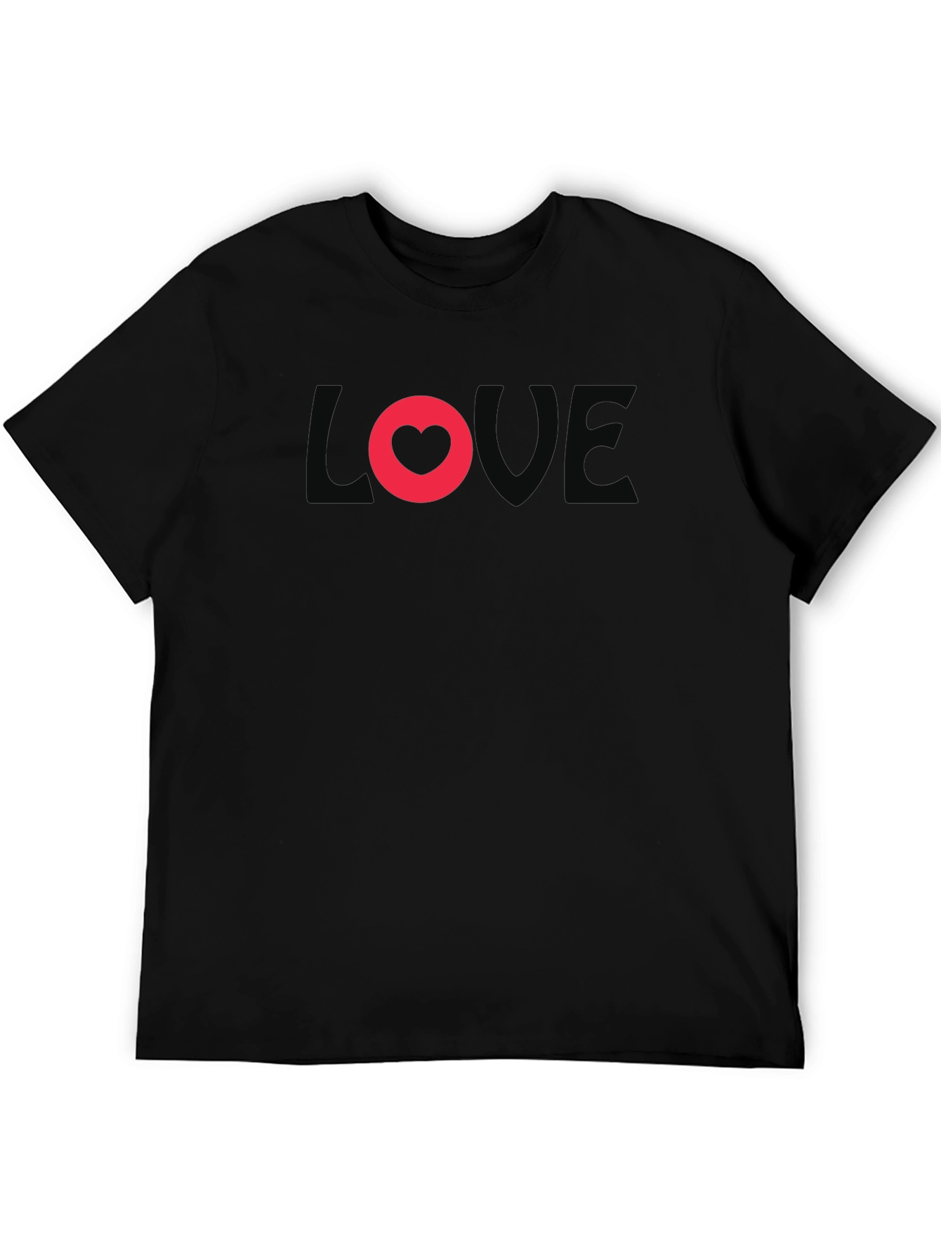 Love Heart Graphic Black T-Shirt