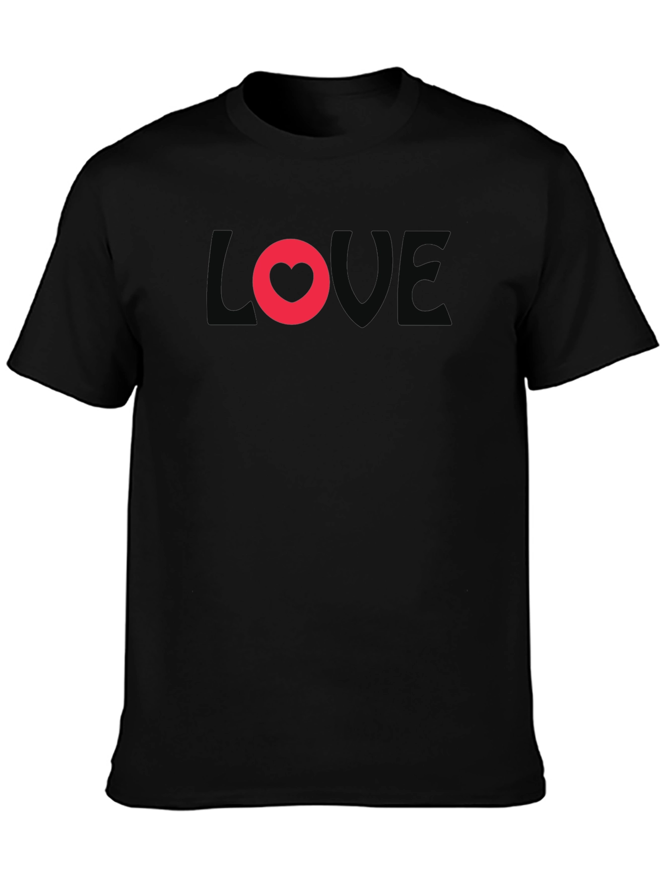 Love Heart Graphic Black T-Shirt