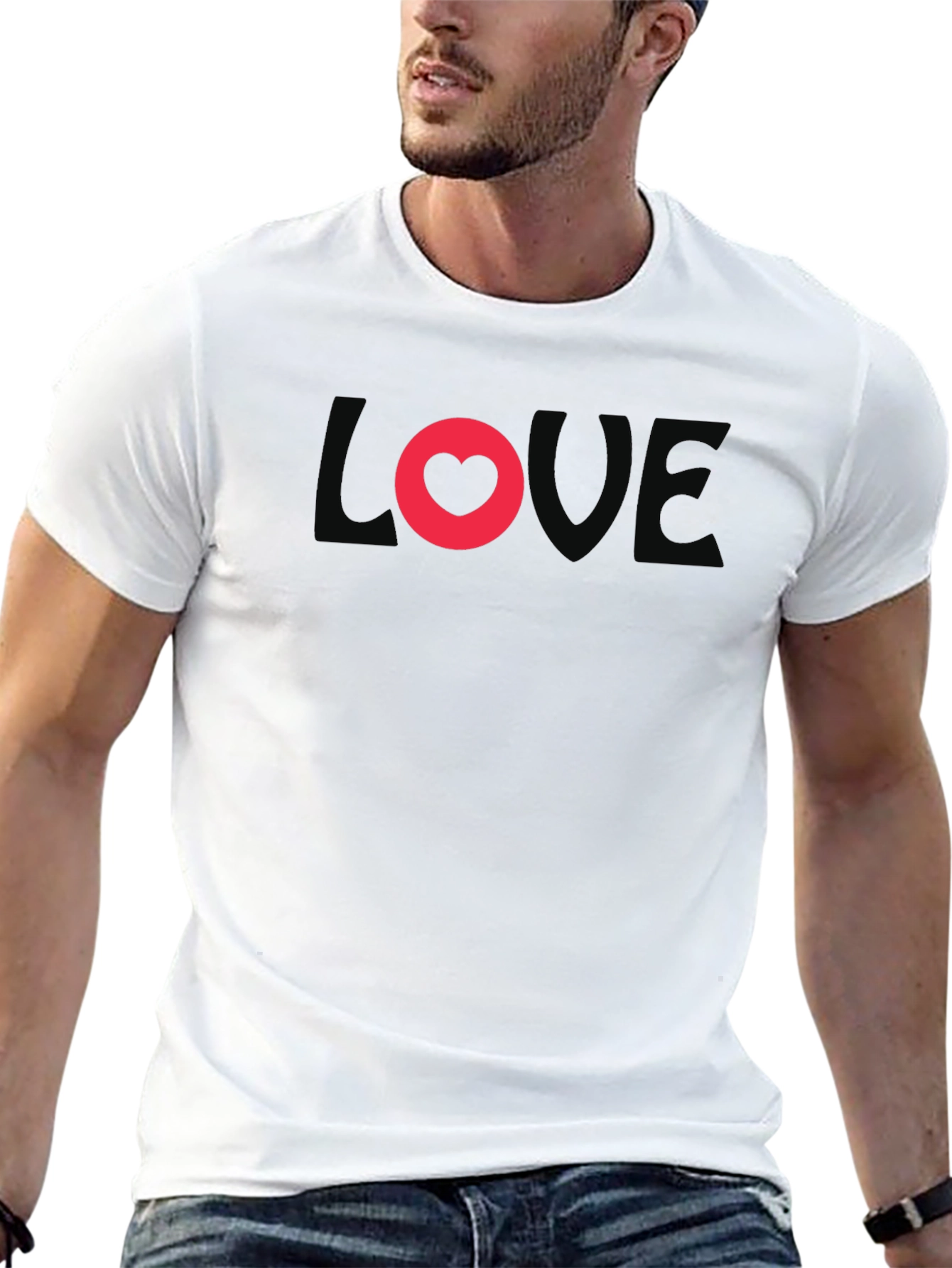 Love Heart Graphic Black T-Shirt