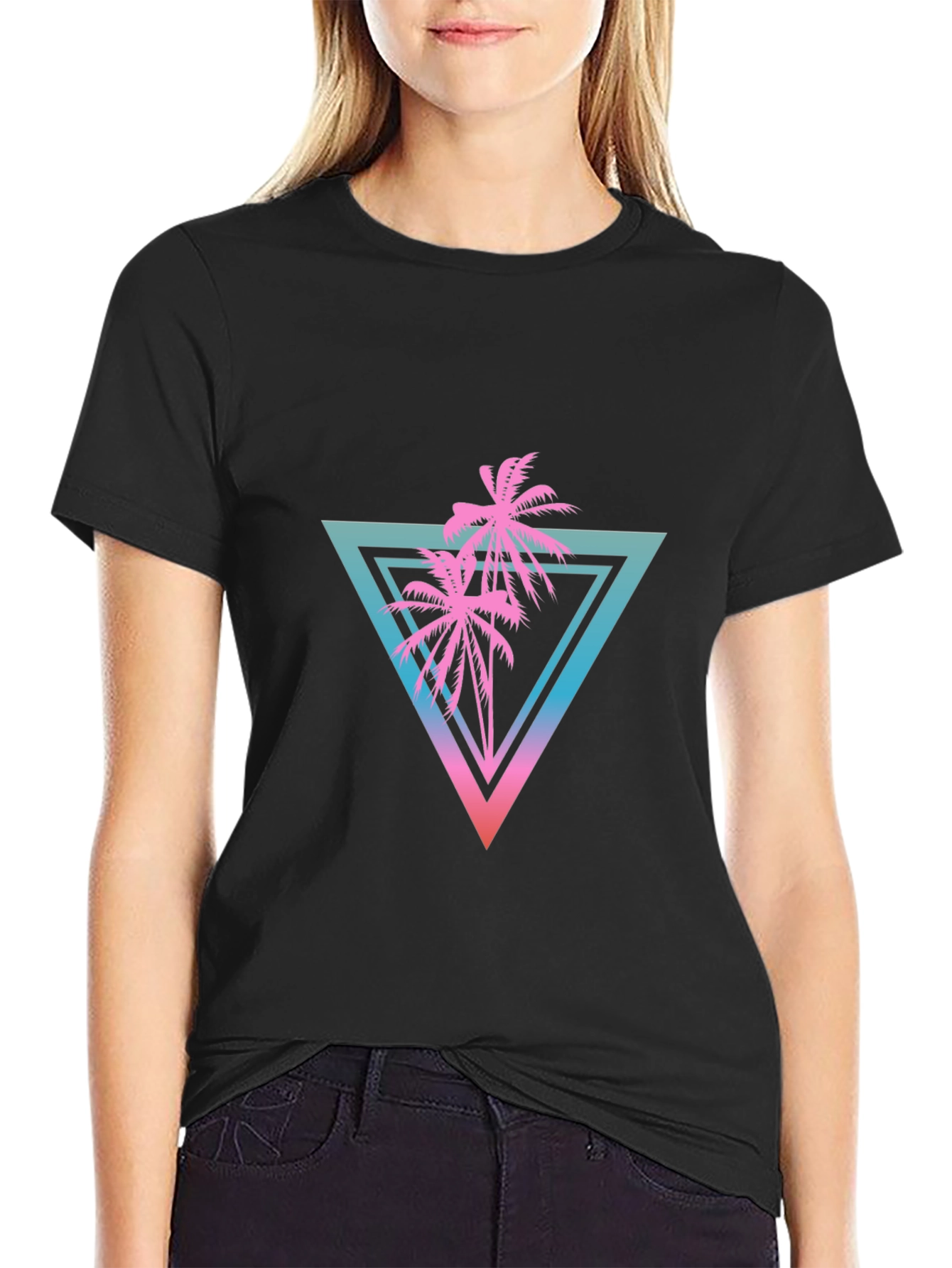Retro Palm Tree Triangle Graphic Tee