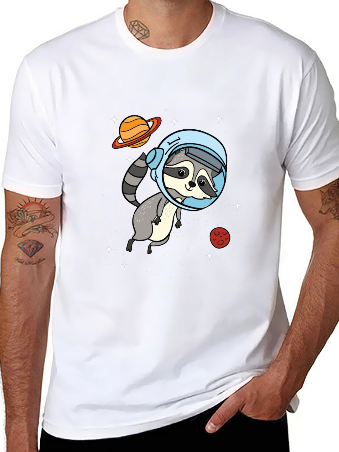 Astronaut Raccoon Graphic Tee - Space Adventure Style
