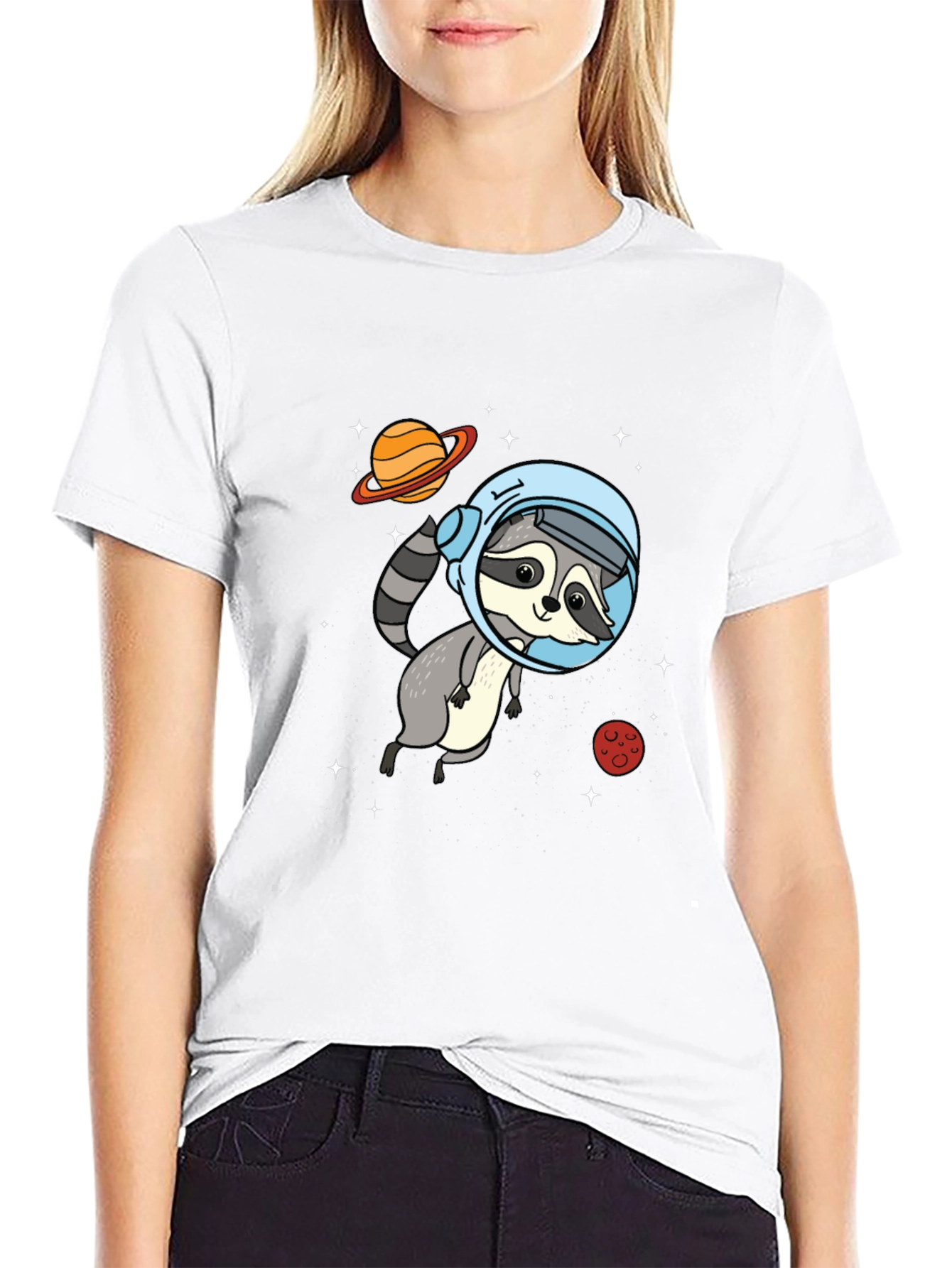 Astronaut Raccoon Graphic Tee - Space Adventure Style