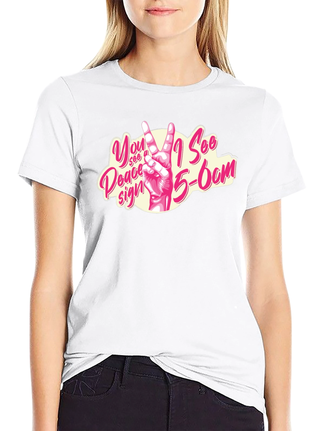 Peace Sign Graphic Tee - Black Cotton T-Shirt