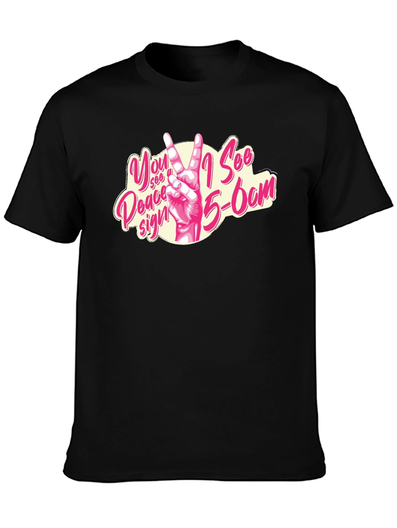Peace Sign Graphic Tee - Black Cotton T-Shirt