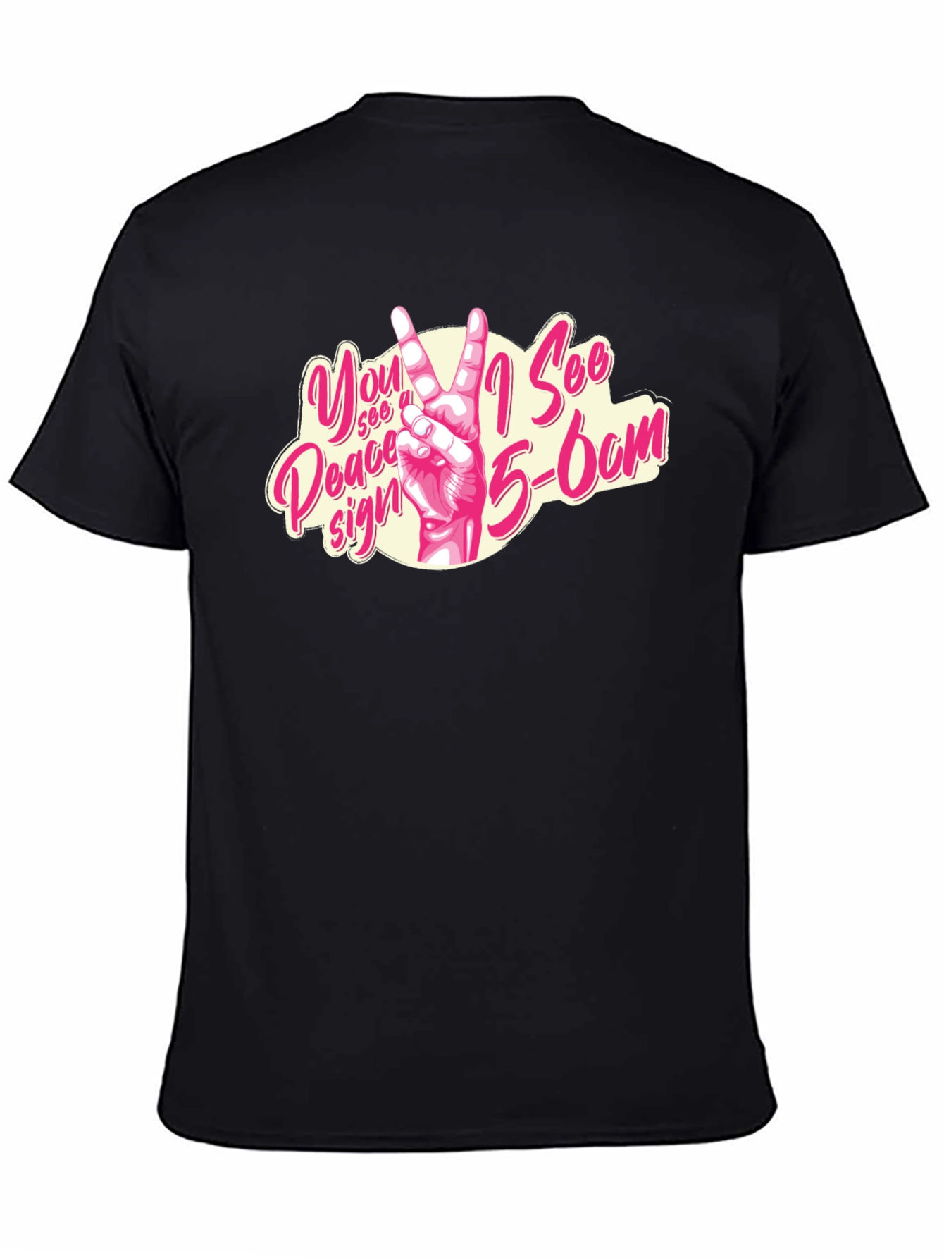 Peace Sign Graphic Tee - Black Cotton T-Shirt