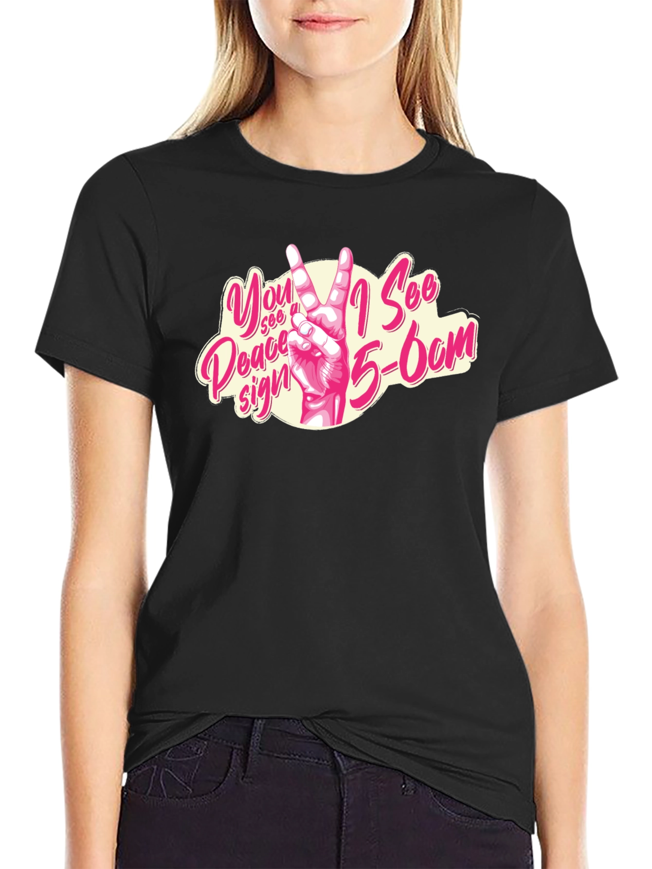 Peace Sign Graphic Tee - Black Cotton T-Shirt