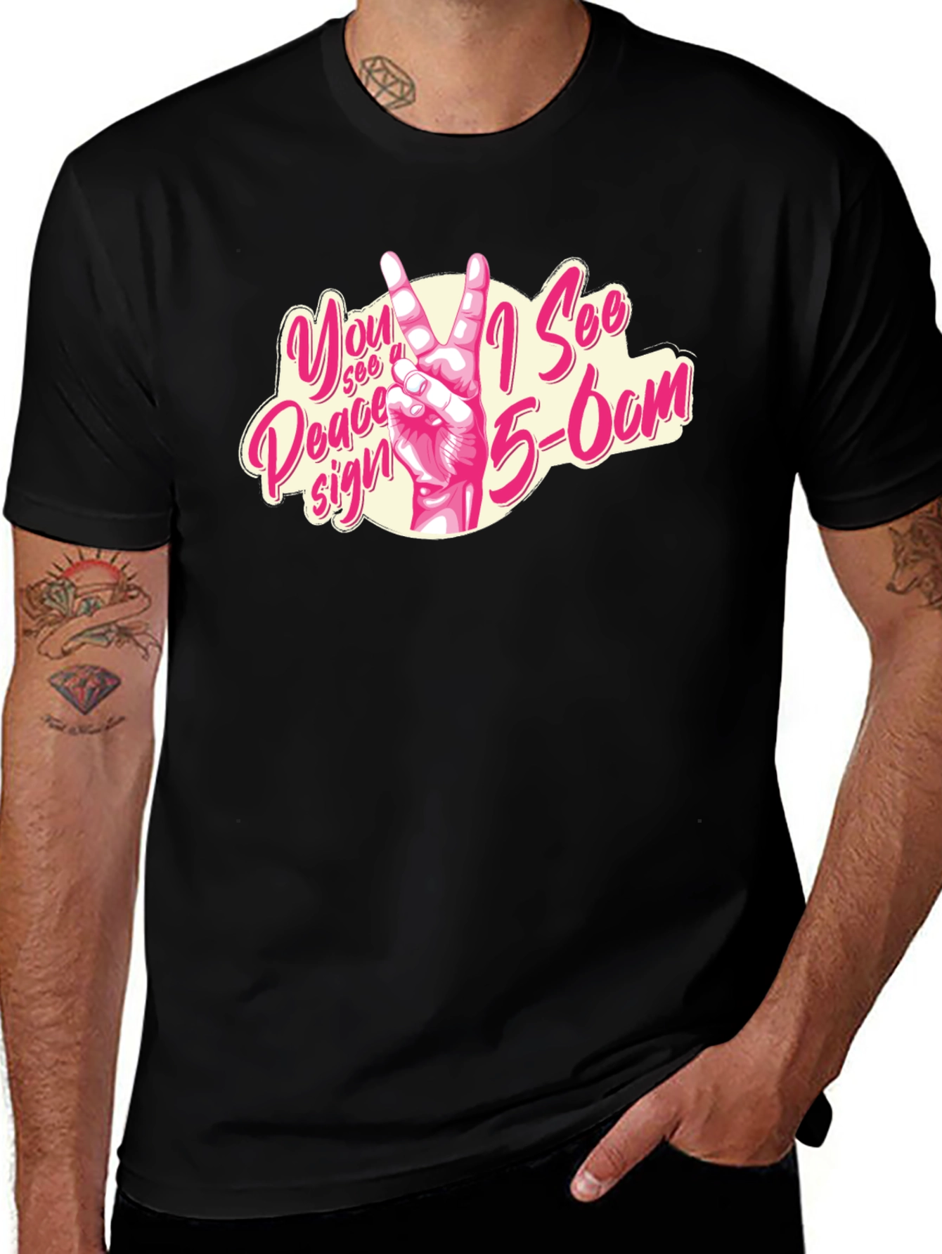 Peace Sign Graphic Tee - Black Cotton T-Shirt