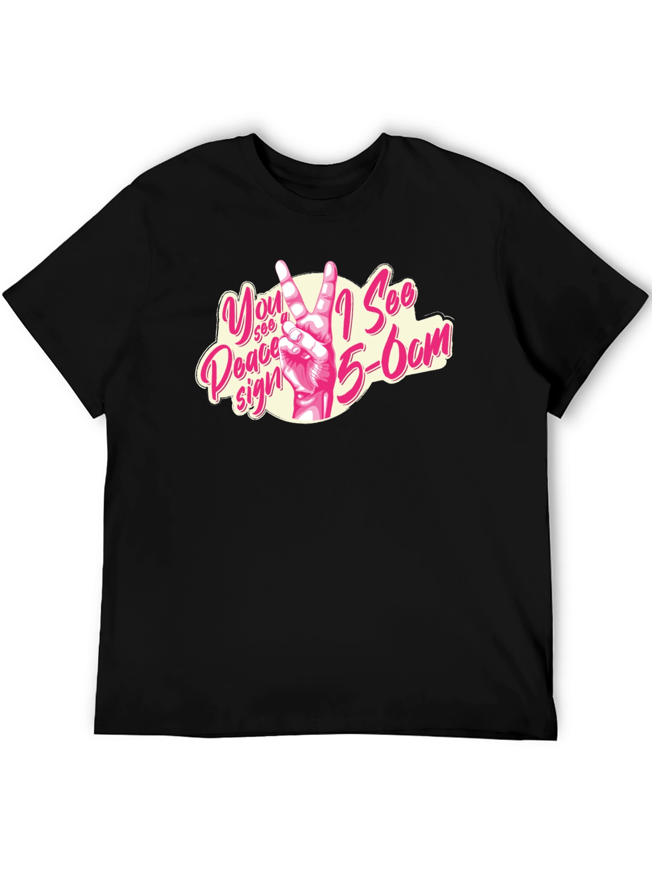 Peace Sign Graphic Tee - Black Cotton T-Shirt