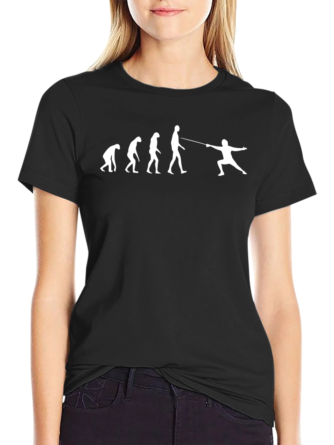 Fencing Evolution Graphic T-Shirt - Black Cotton Tee