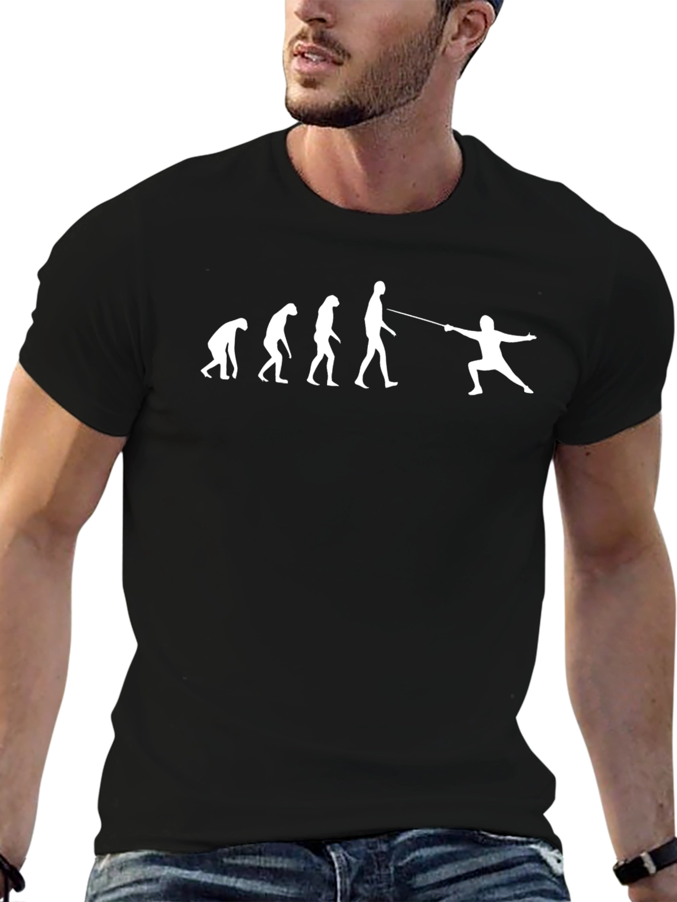 Fencing Evolution Graphic T-Shirt - Black Cotton Tee