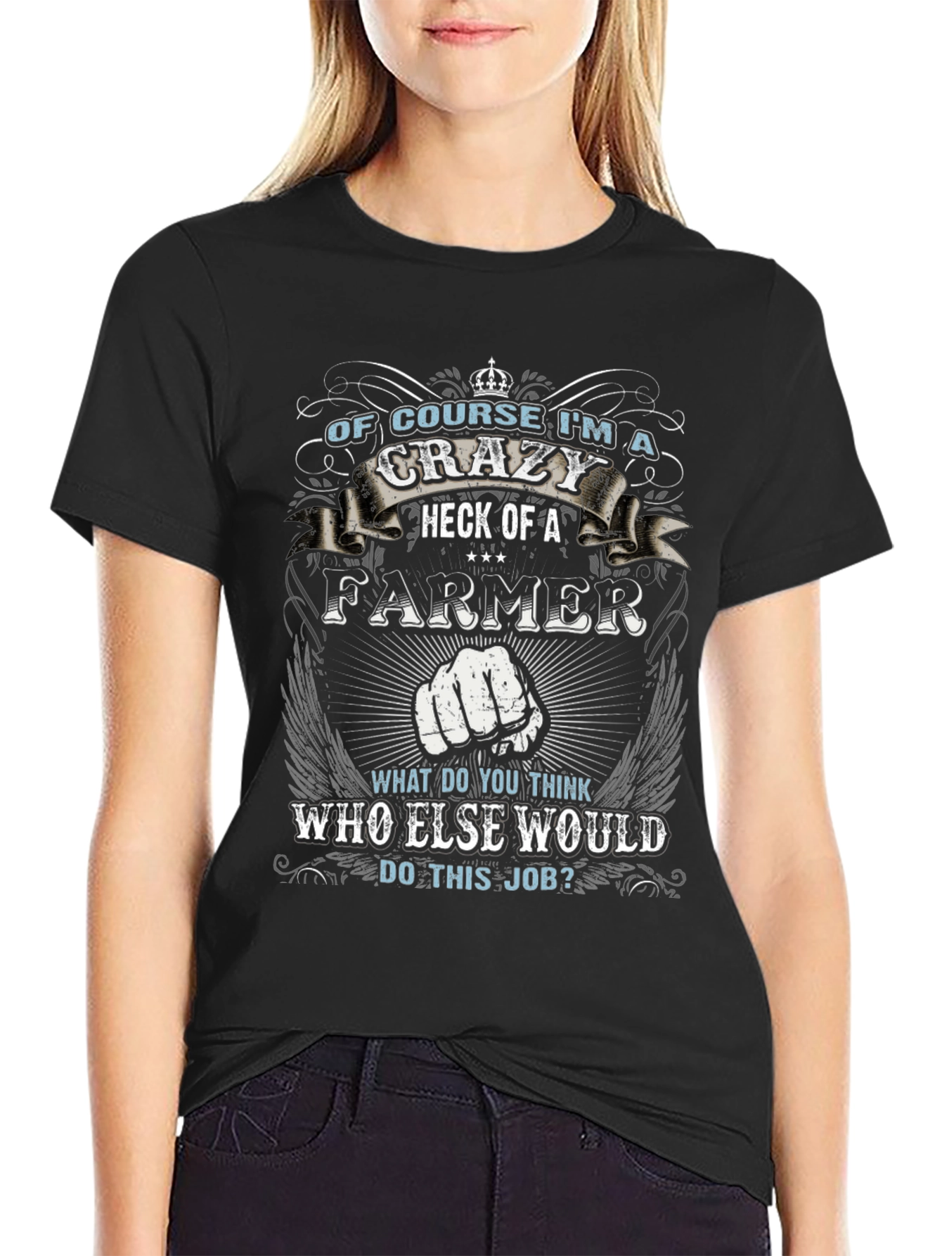 Crazy Farmer T-Shirt - Black Cotton Tee