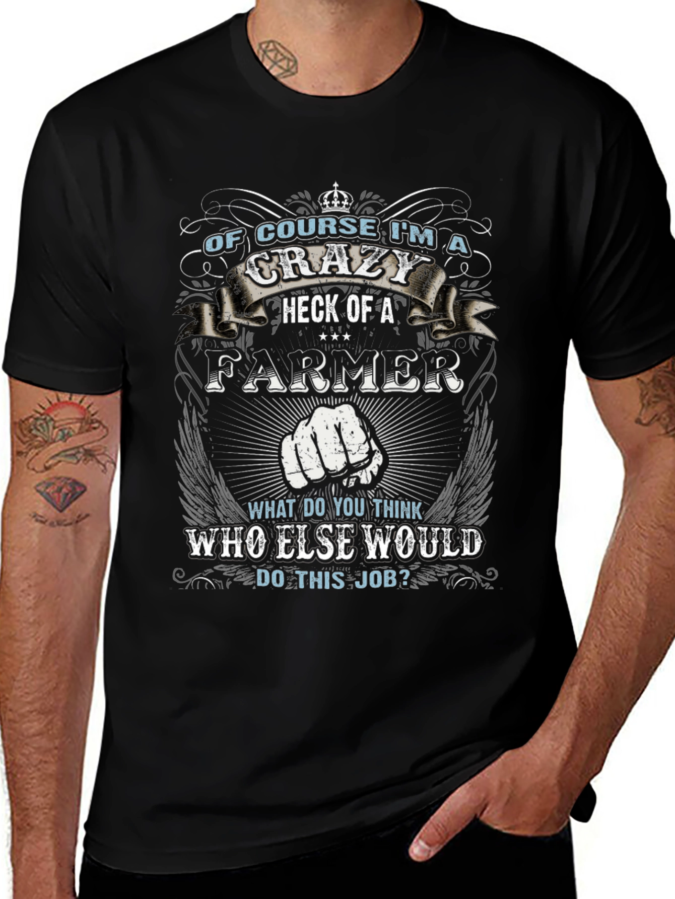 Crazy Farmer T-Shirt - Black Cotton Tee
