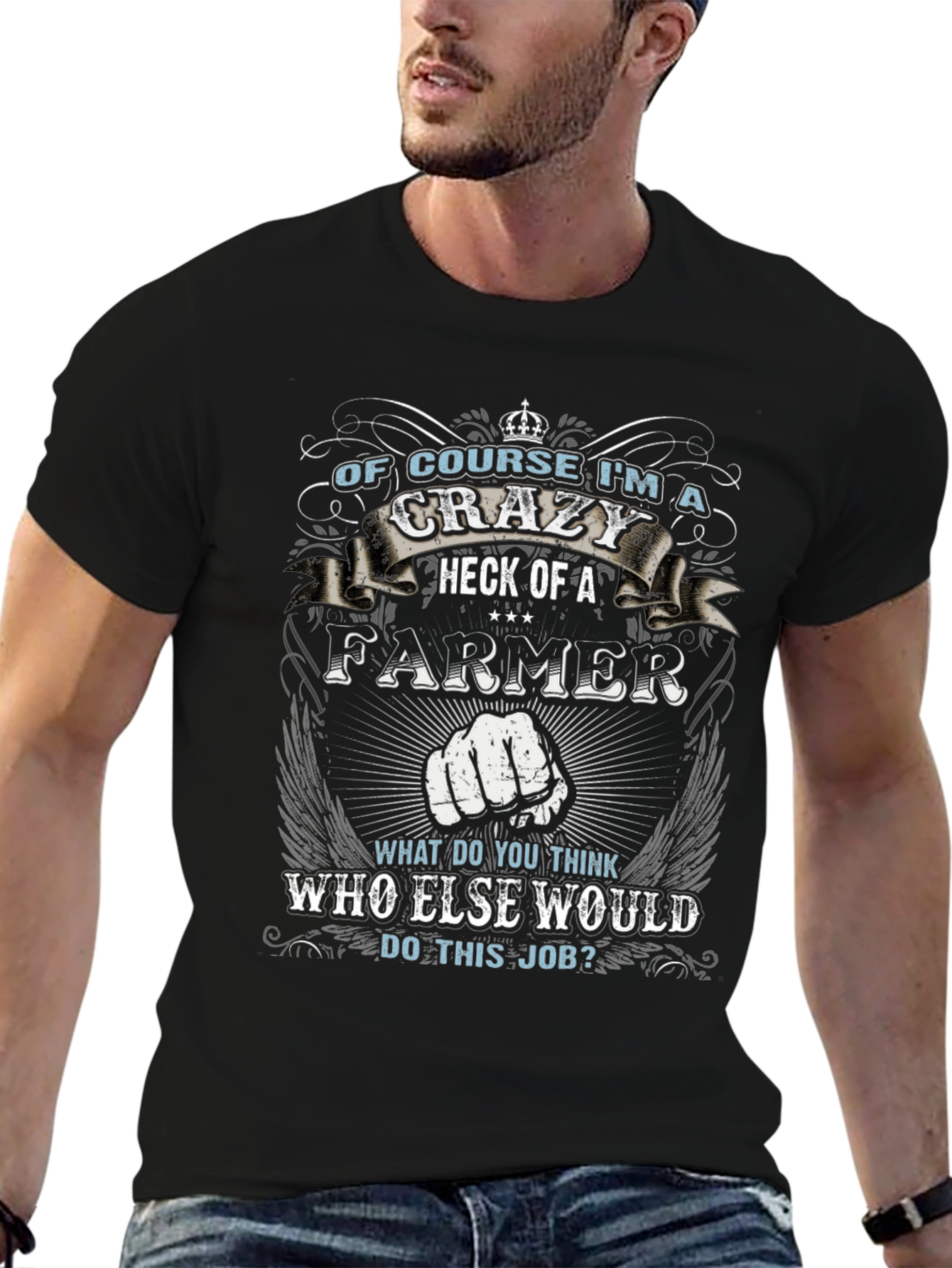 Crazy Farmer T-Shirt - Black Cotton Tee