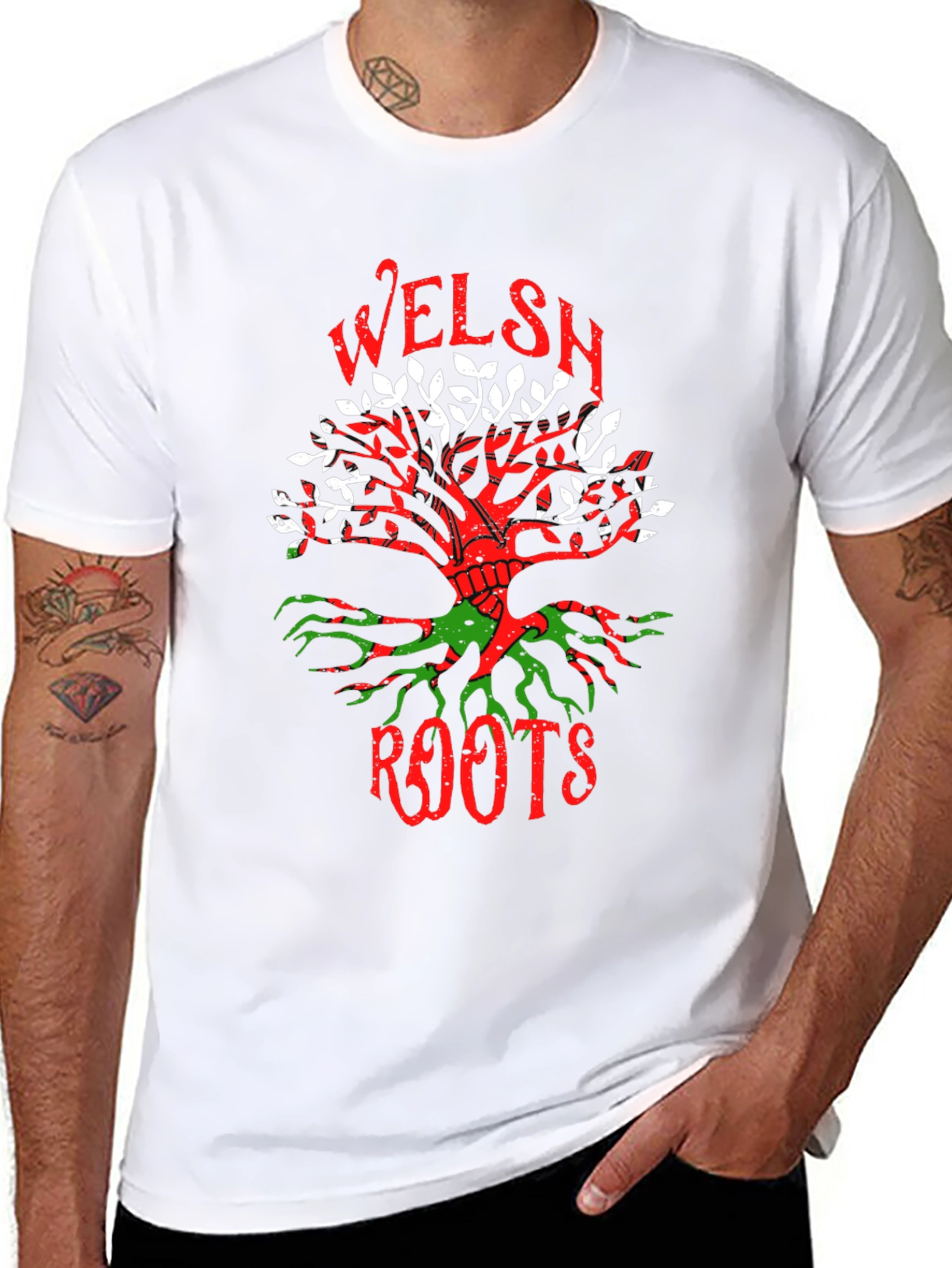 Welsh Roots Tree Graphic T-Shirt Black