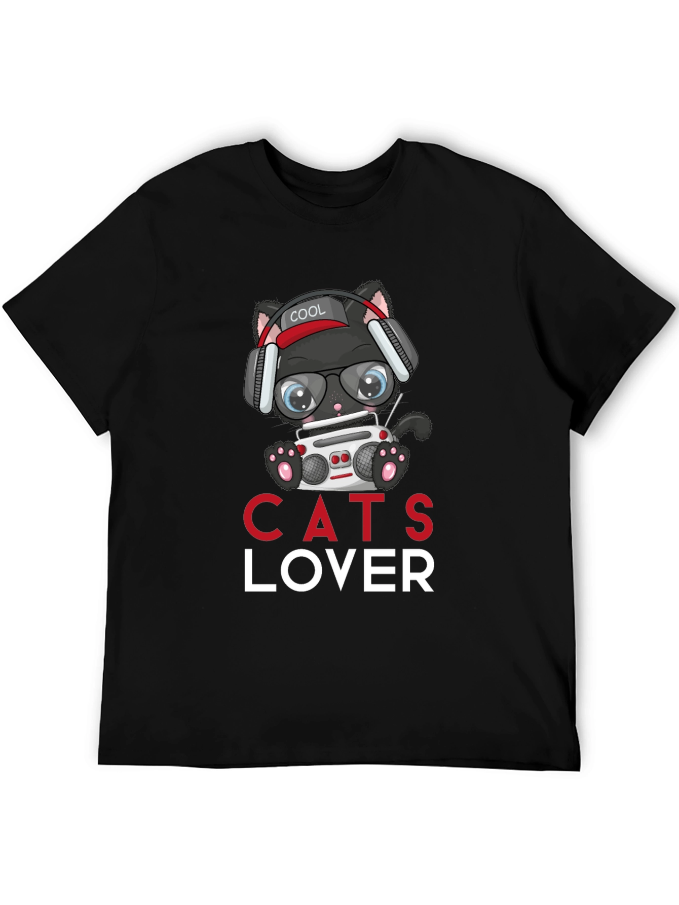 Cool Cat Lover T-Shirt - Boombox Headphones