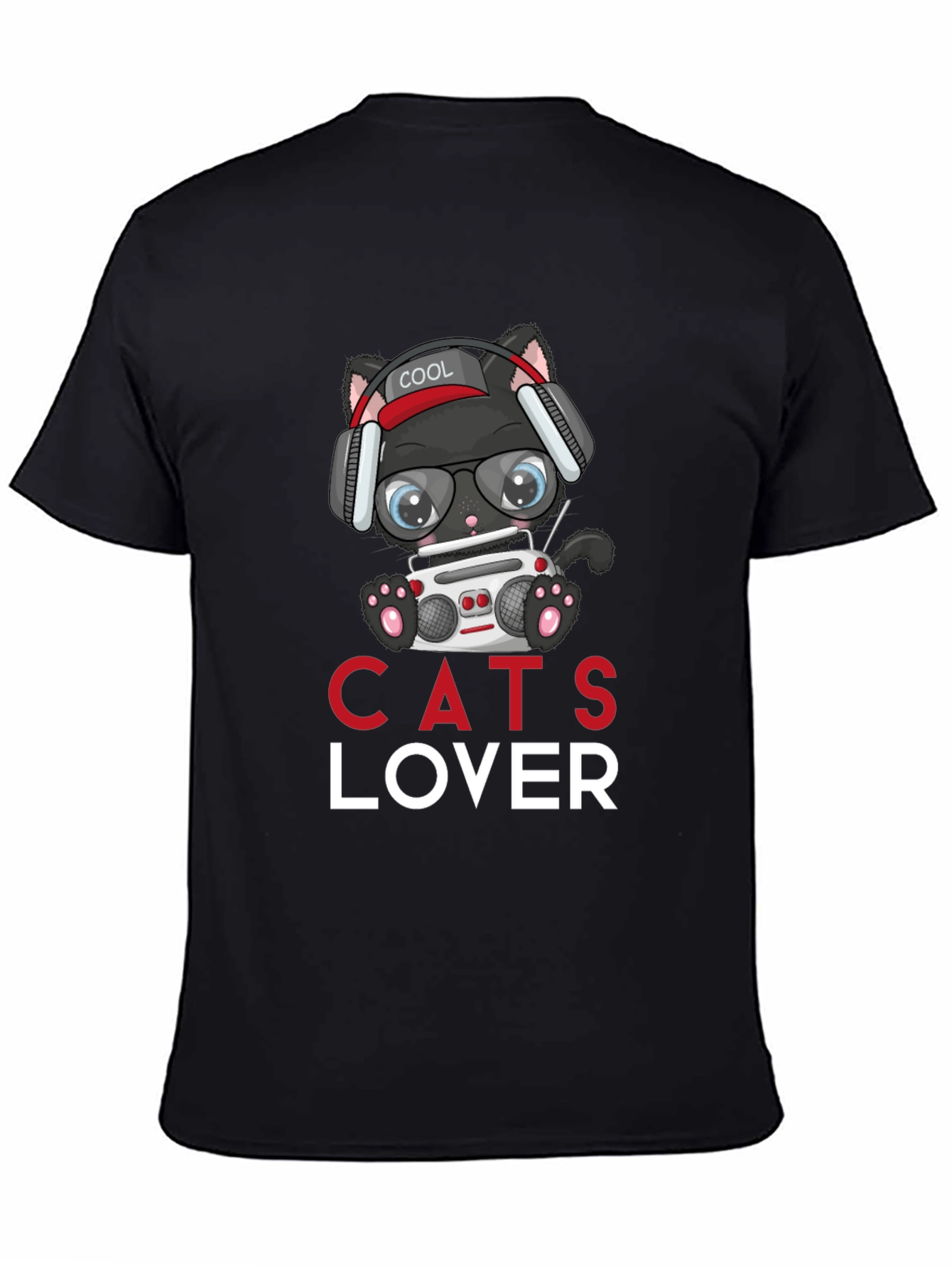 Cool Cat Lover T-Shirt - Boombox Headphones