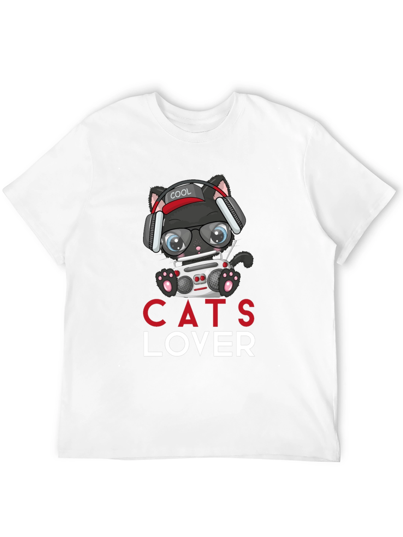 Cool Cat Lover T-Shirt - Boombox Headphones