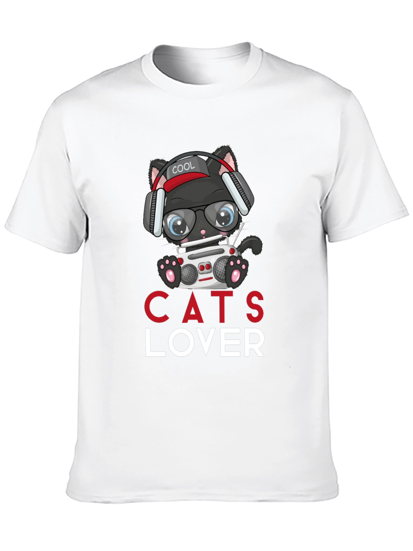 Cool Cat Lover T-Shirt - Boombox Headphones