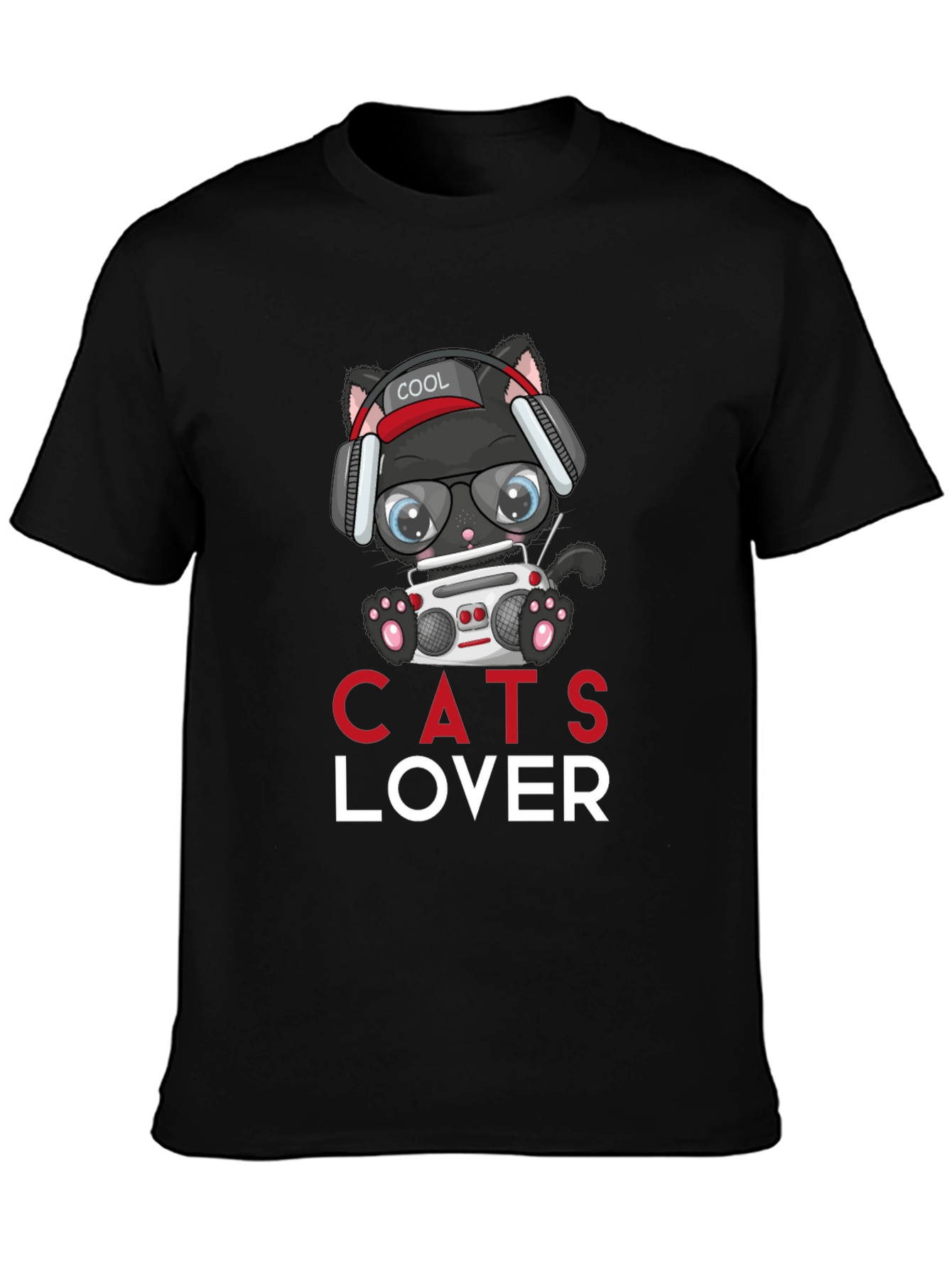 Cool Cat Lover T-Shirt - Boombox Headphones