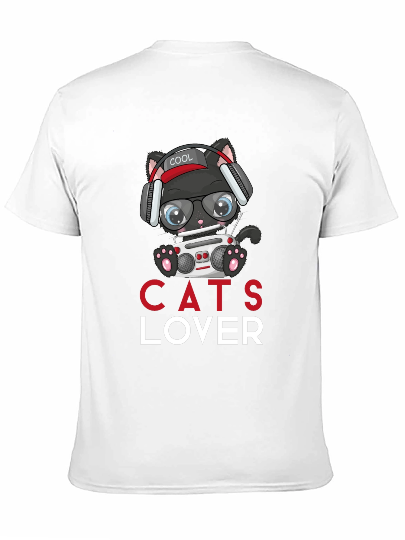 Cool Cat Lover T-Shirt - Boombox Headphones
