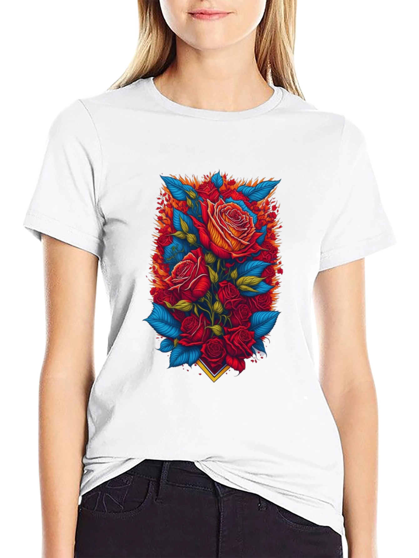 Floral Rose T-Shirt - Bold Graphic Print